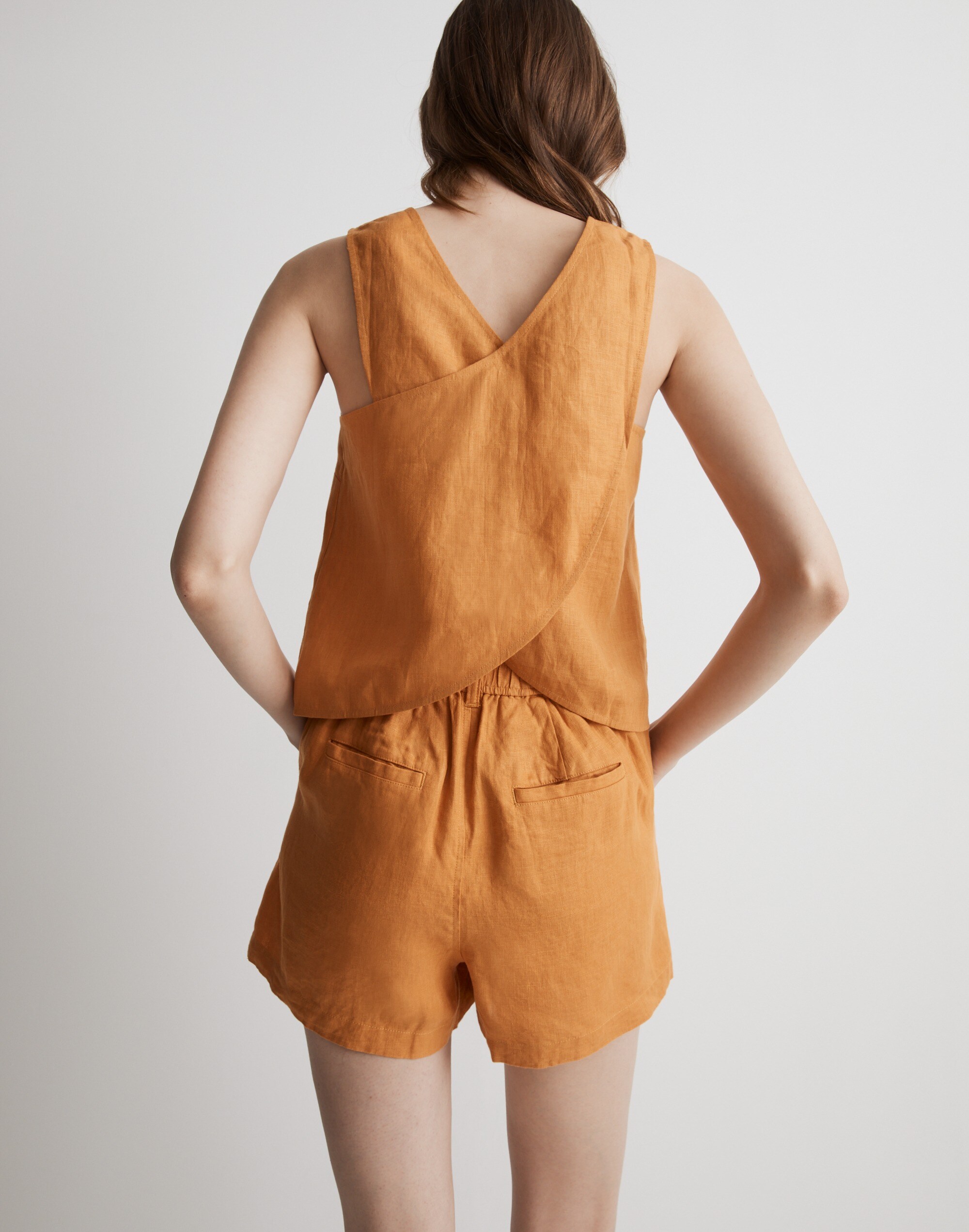 100% Linen Cross-Back Sleeveless Top