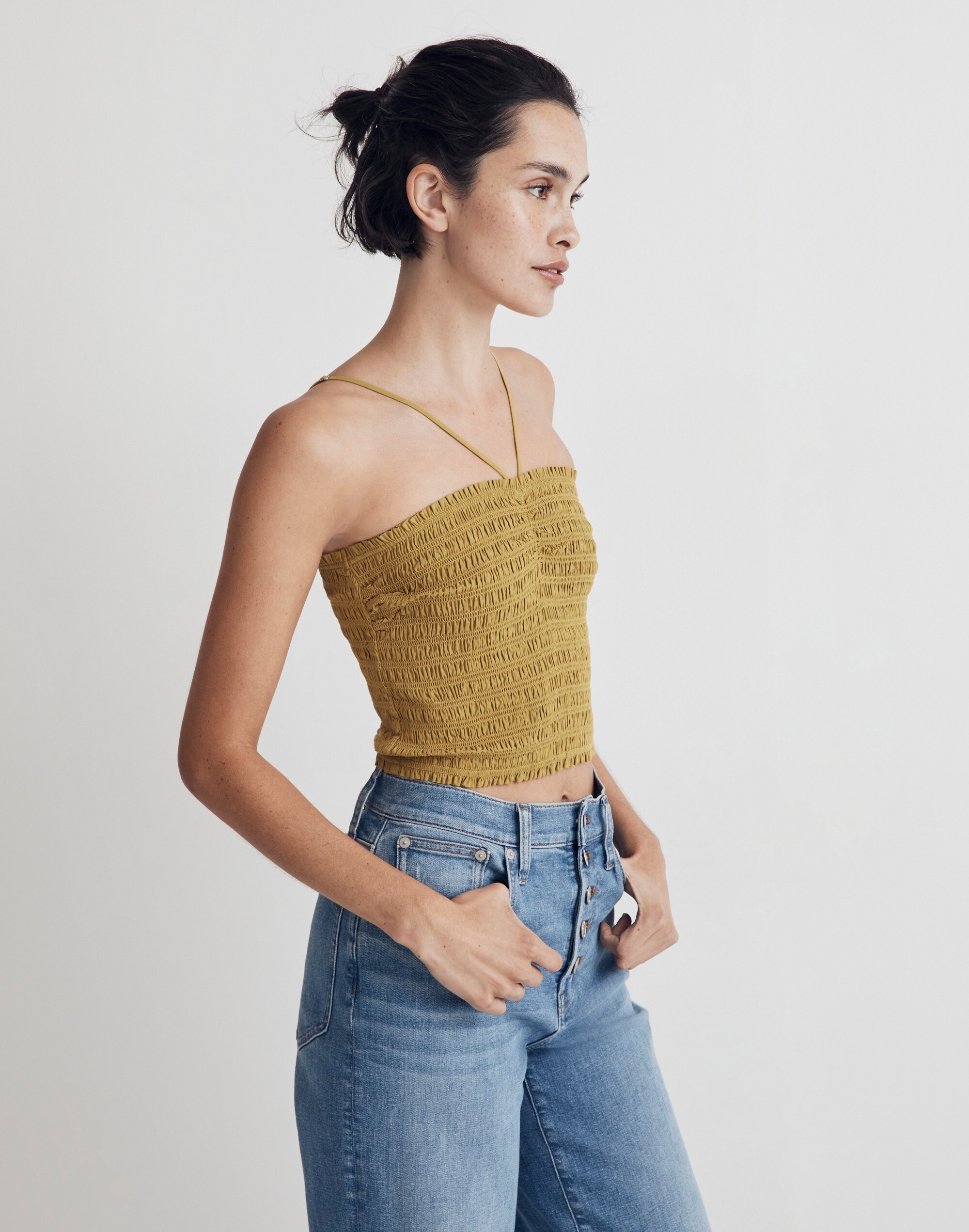 Poplin Smocked Halter Crop Top | Madewell