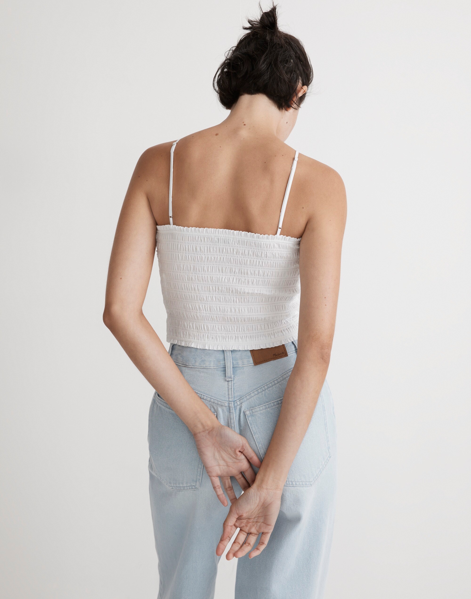 Poplin Smocked Halter Crop Top