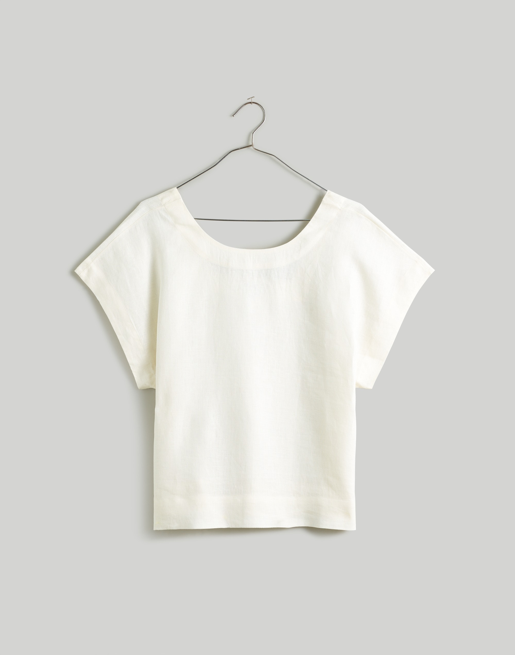 100% Linen Square-Back Crewneck Top