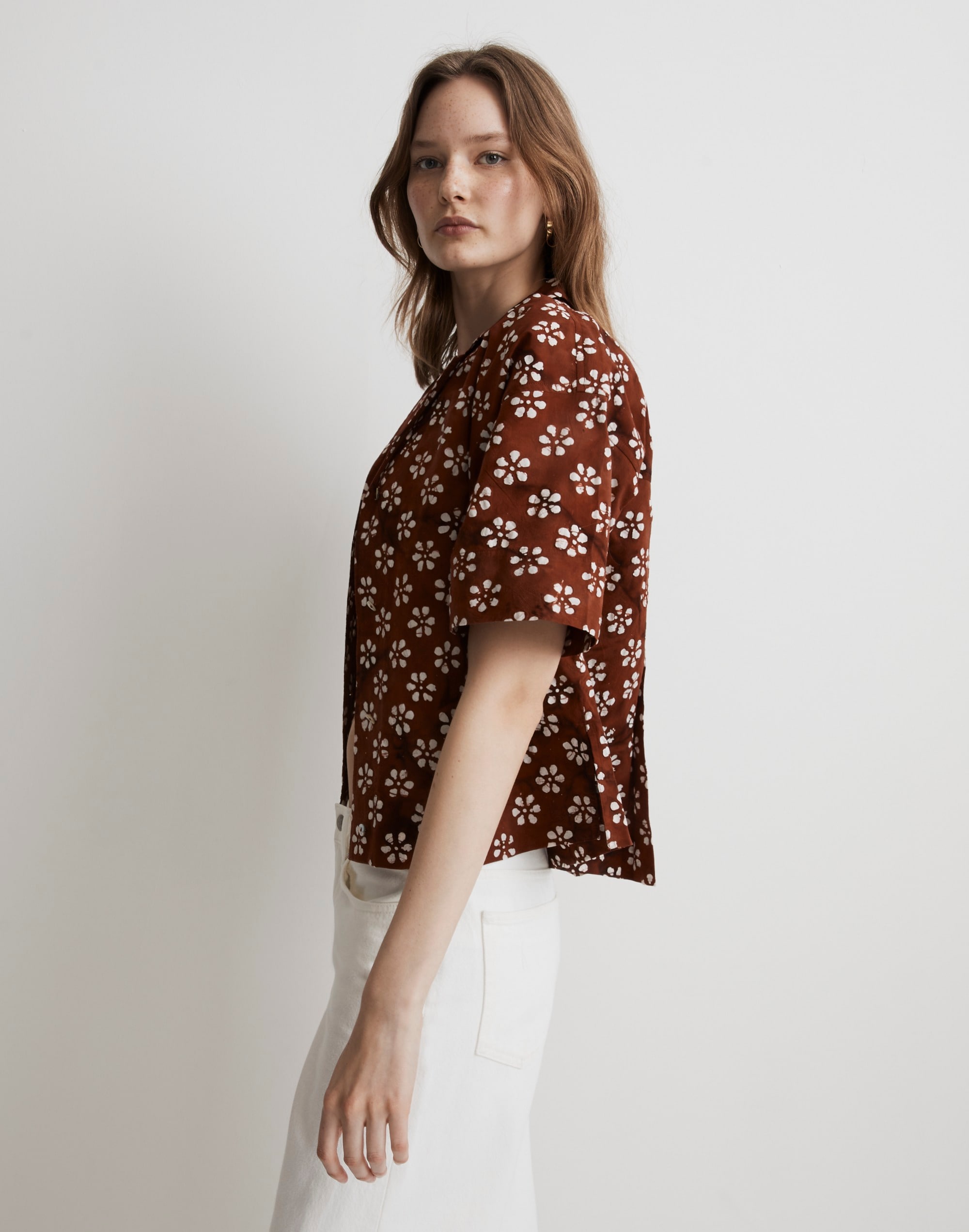 Bubble-Printed Button-Up Camp Shirt