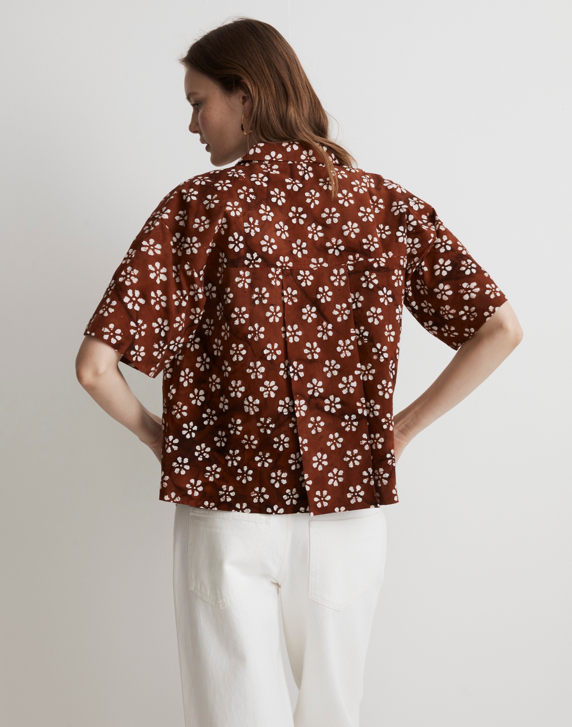 Bubble-Printed Button-Up Camp Shirt
