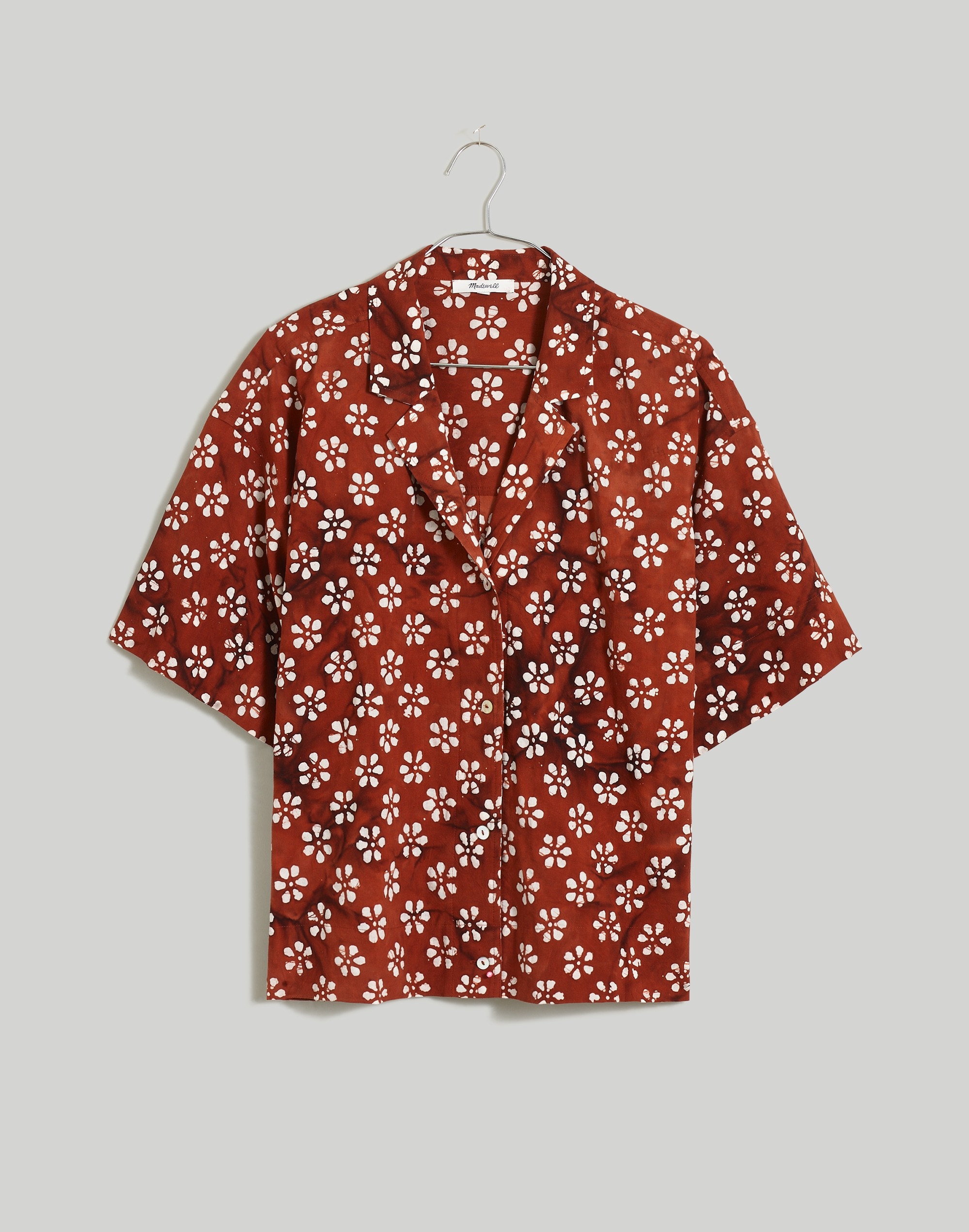 Bubble-Printed Button-Up Camp Shirt