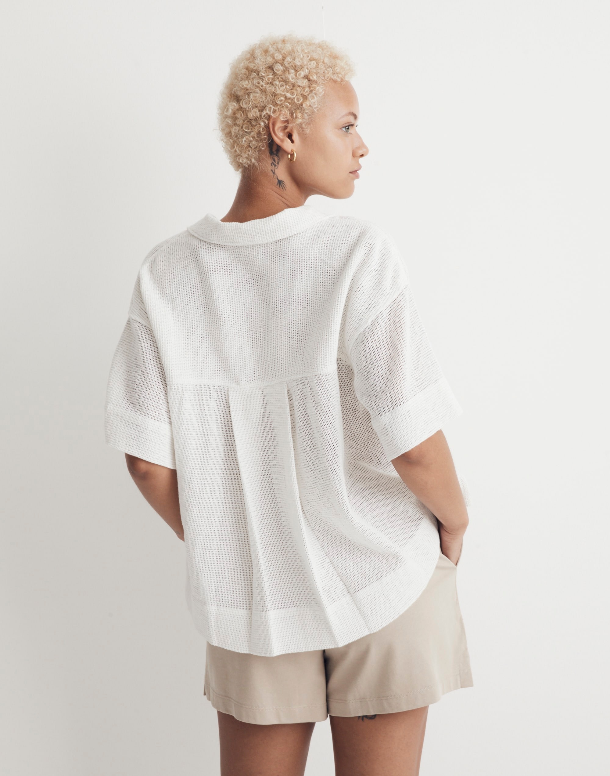 Cotton Mesh Camp Shirt