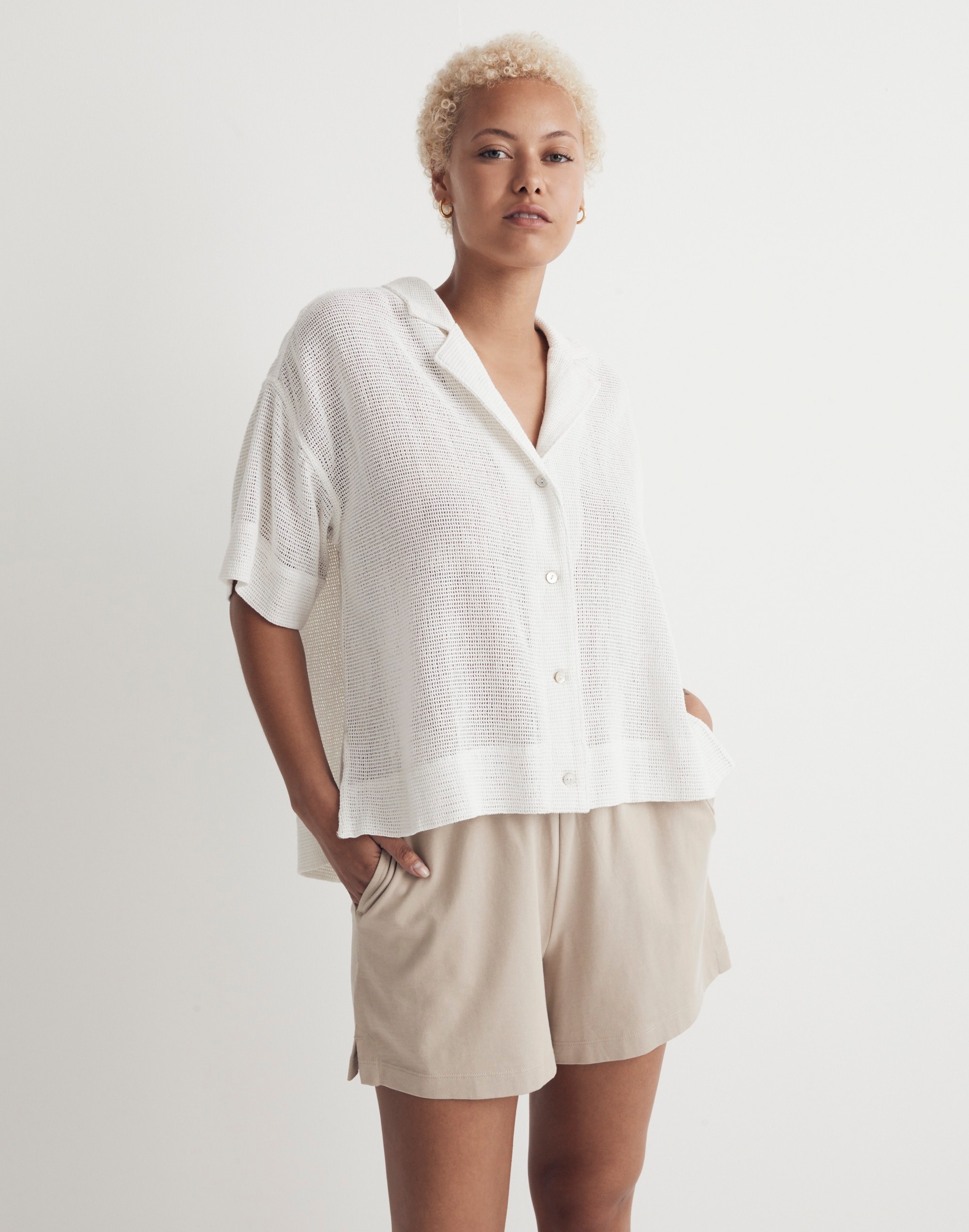 Cotton Mesh Camp Shirt