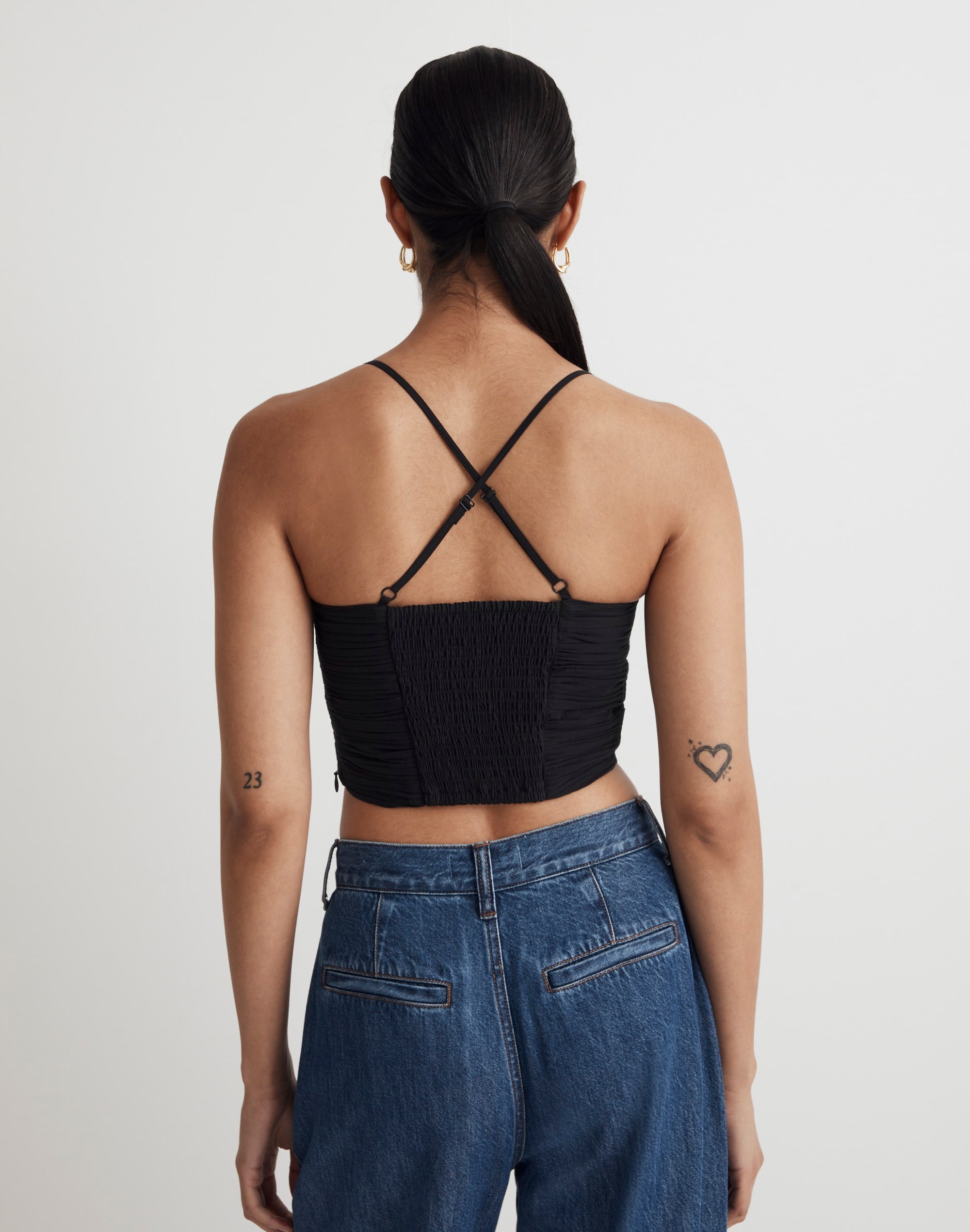 Poplin Crop Tube Top in true black image 3
