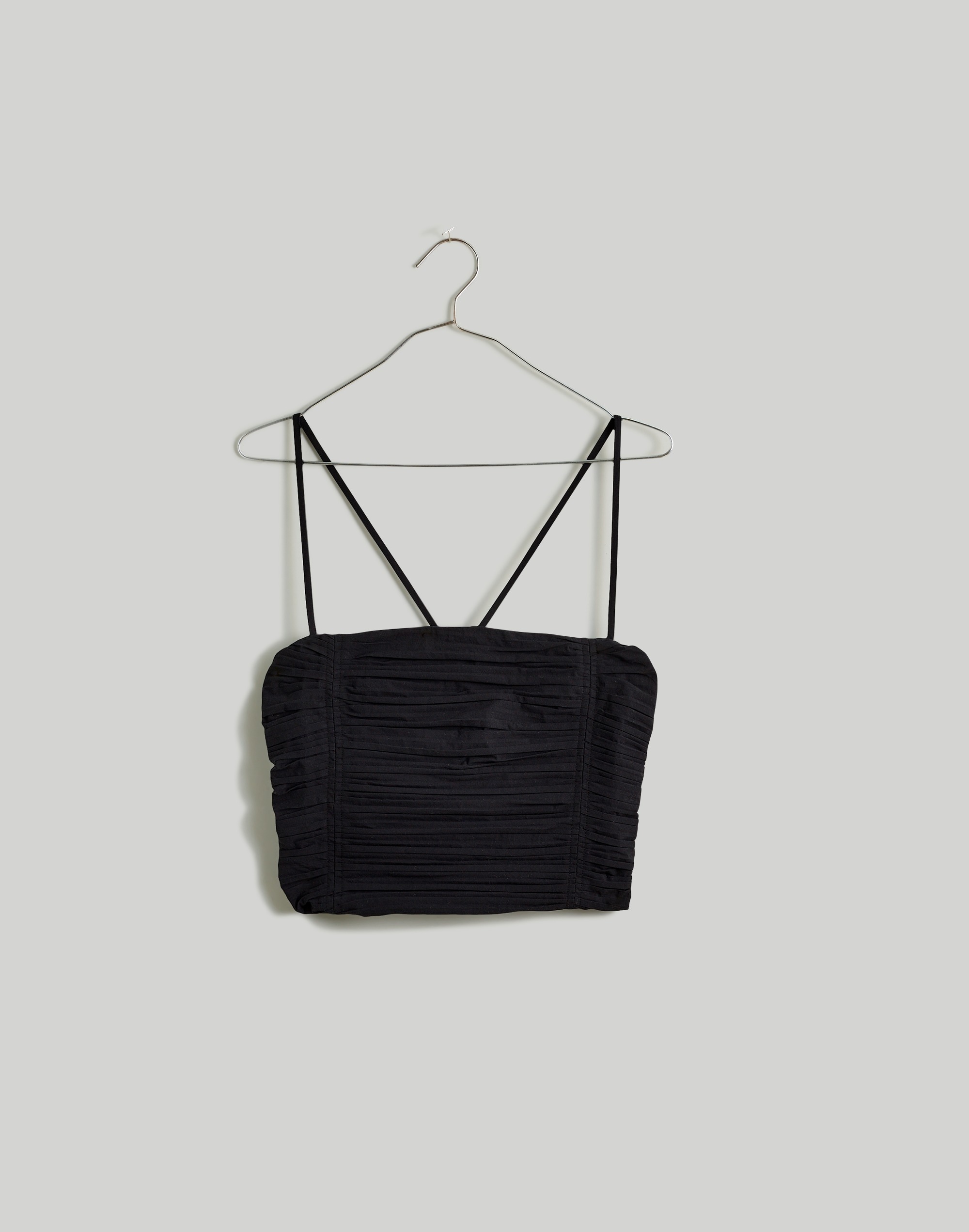Poplin Crop Tube Top in true black image 5