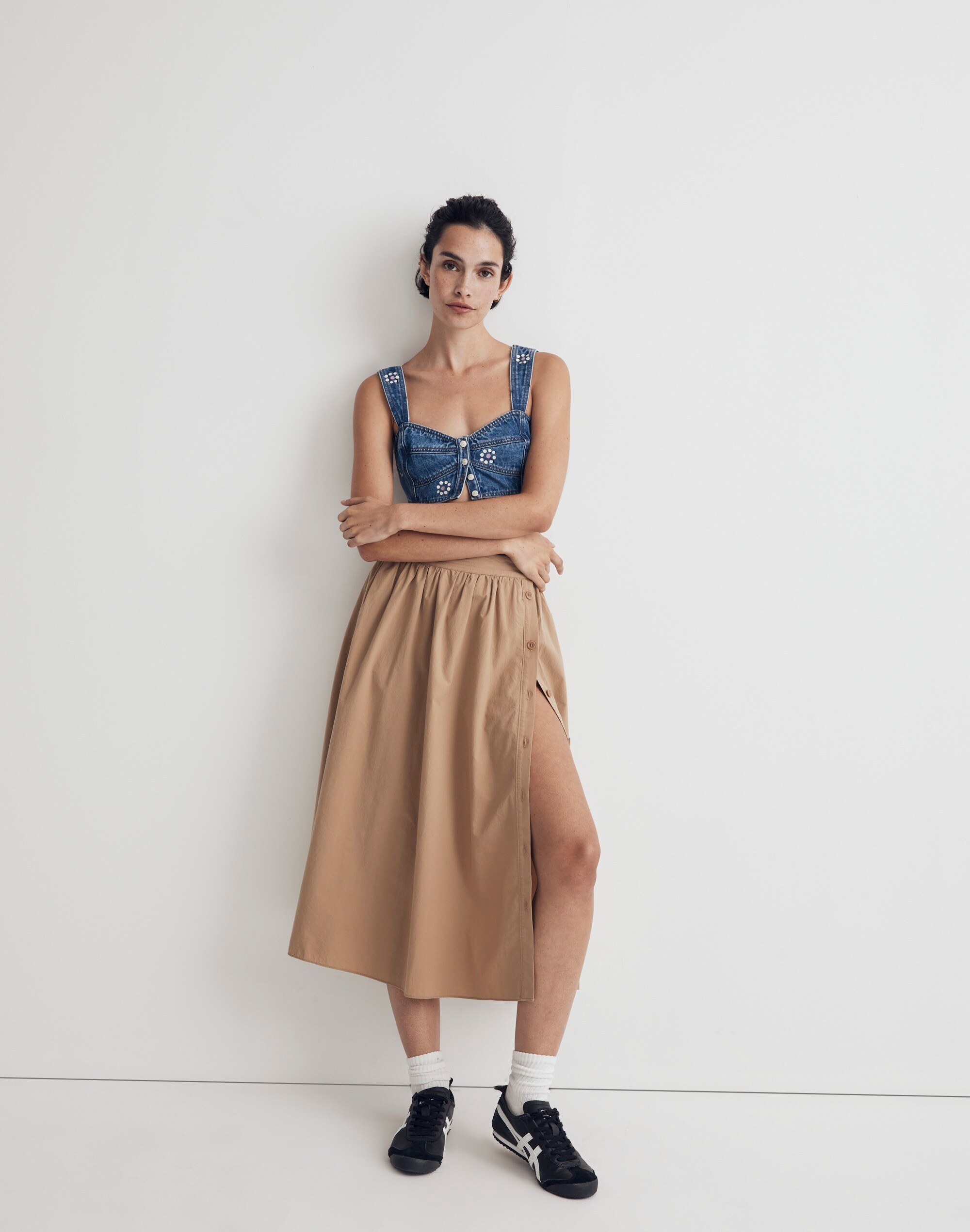 Denim Sweetheart Bralette in Stamped Floral