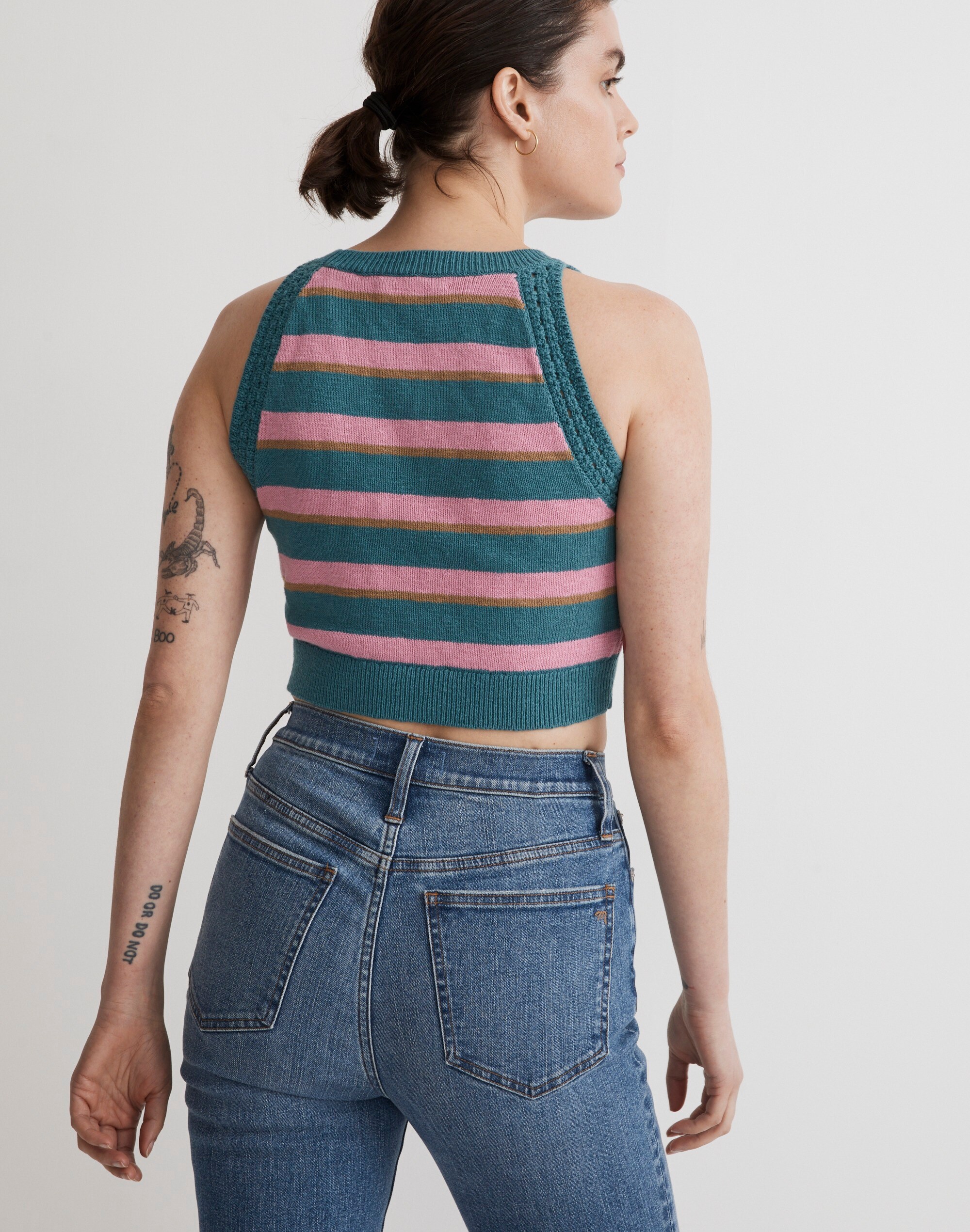 Crochet-Trim Crop Sweater Tank