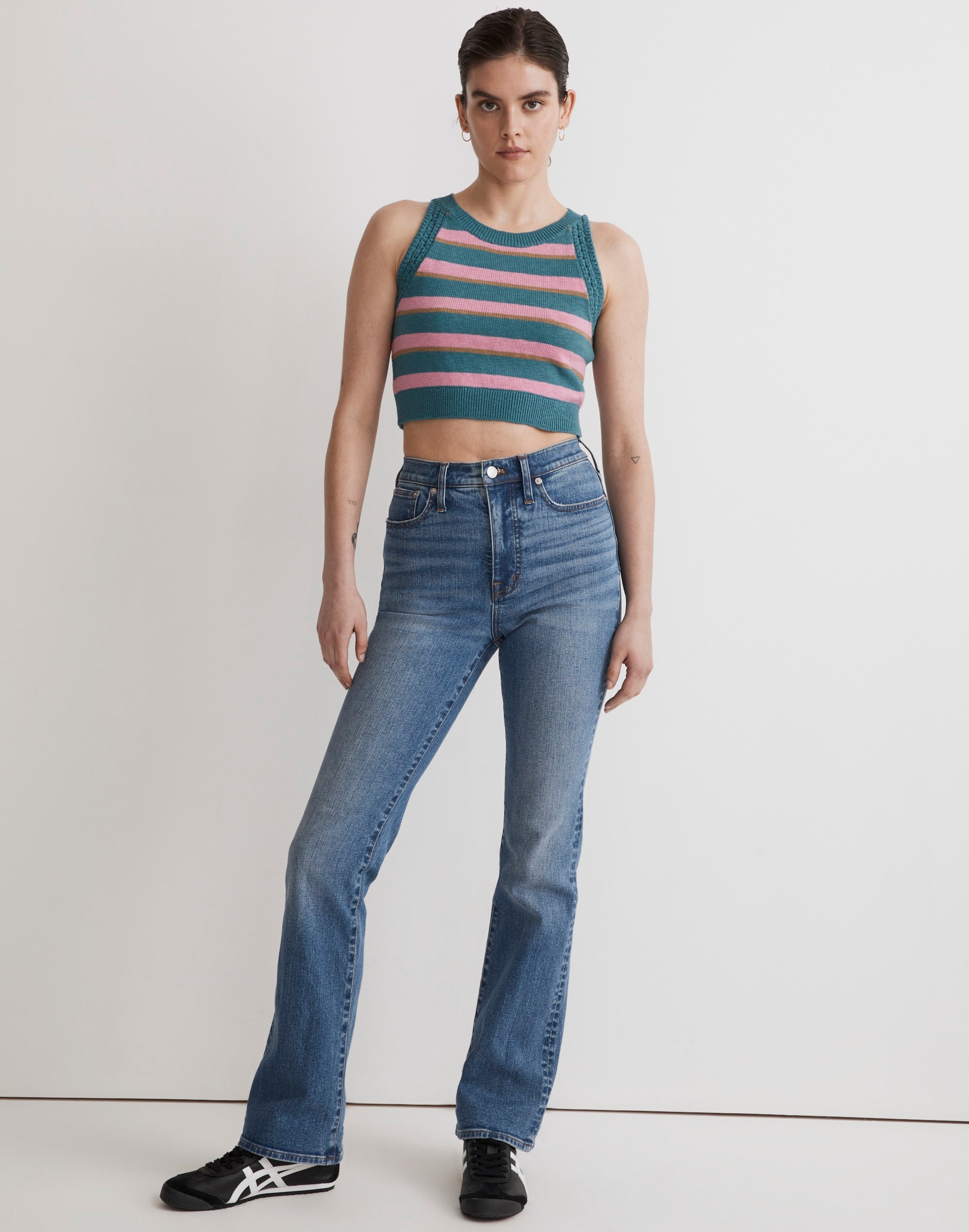 Crochet-Trim Crop Sweater Tank