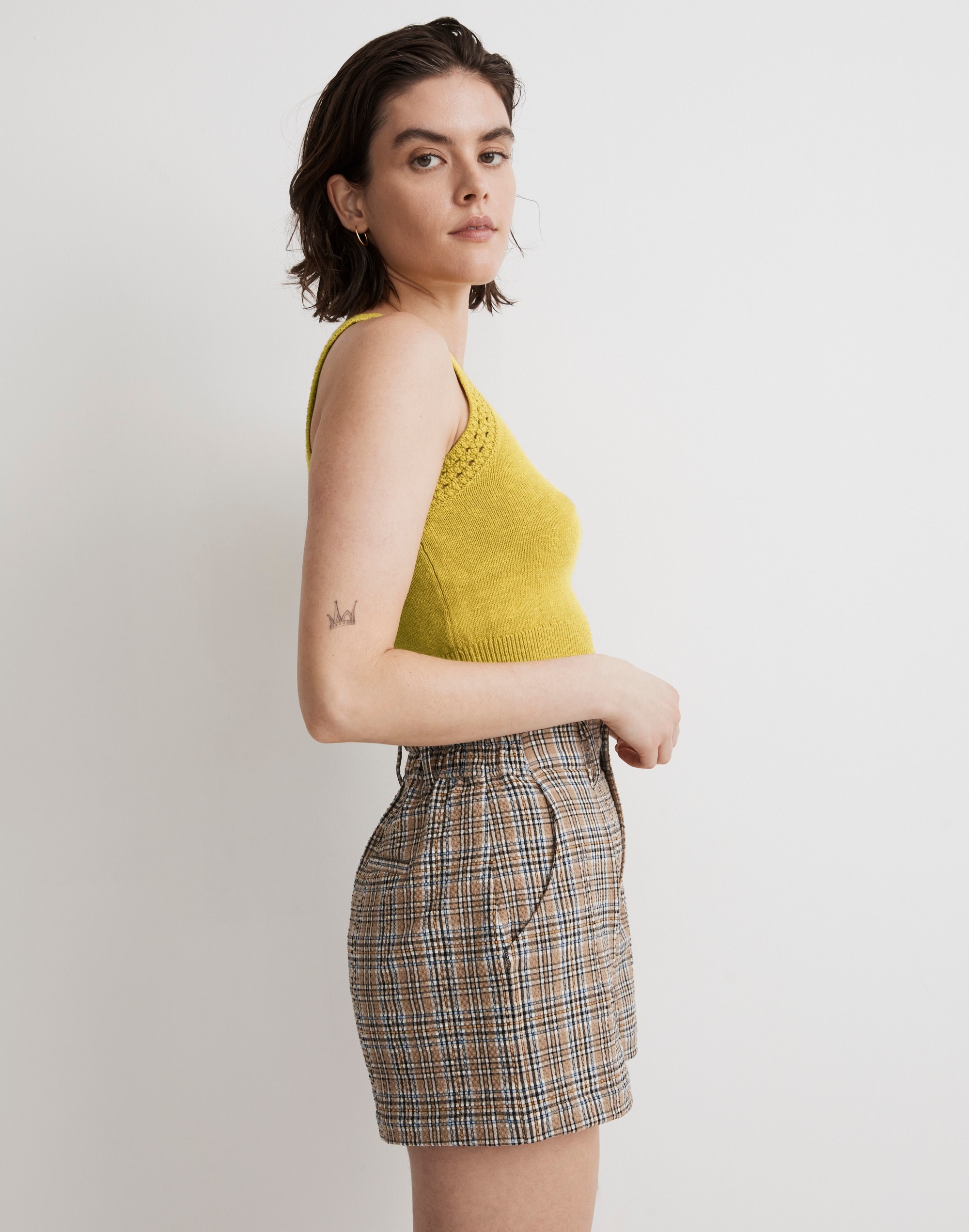 Crochet-Trim Crop Sweater Tank