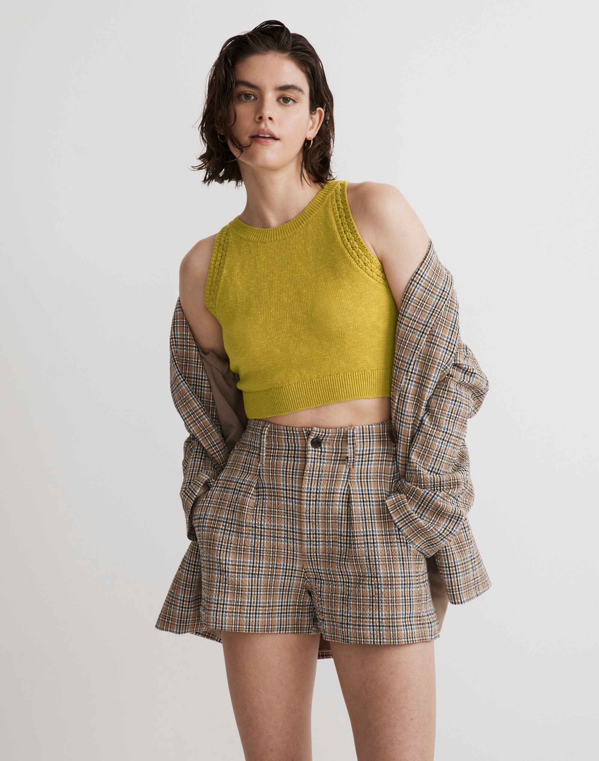 Crochet-Trim Crop Sweater Tank