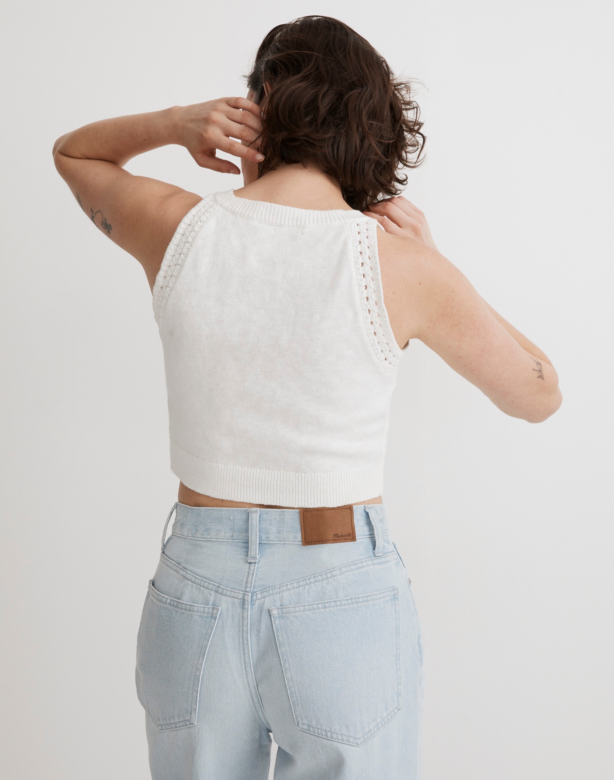 Crochet-Trim Crop Sweater Tank