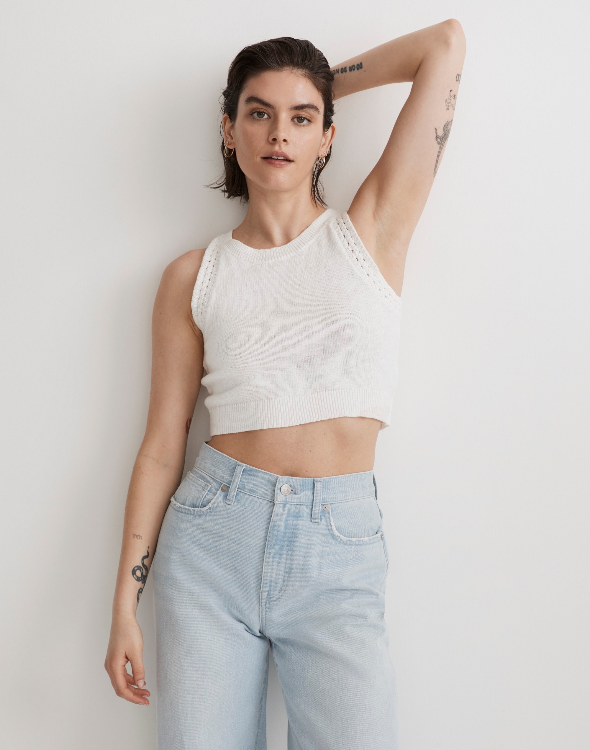 Crochet-Trim Crop Sweater Tank