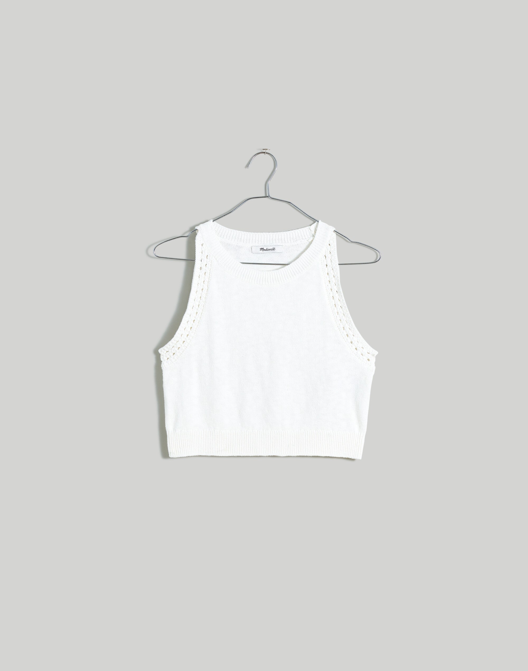 Cream + Taupe Mix Crochet Sweater Tank main image 1
