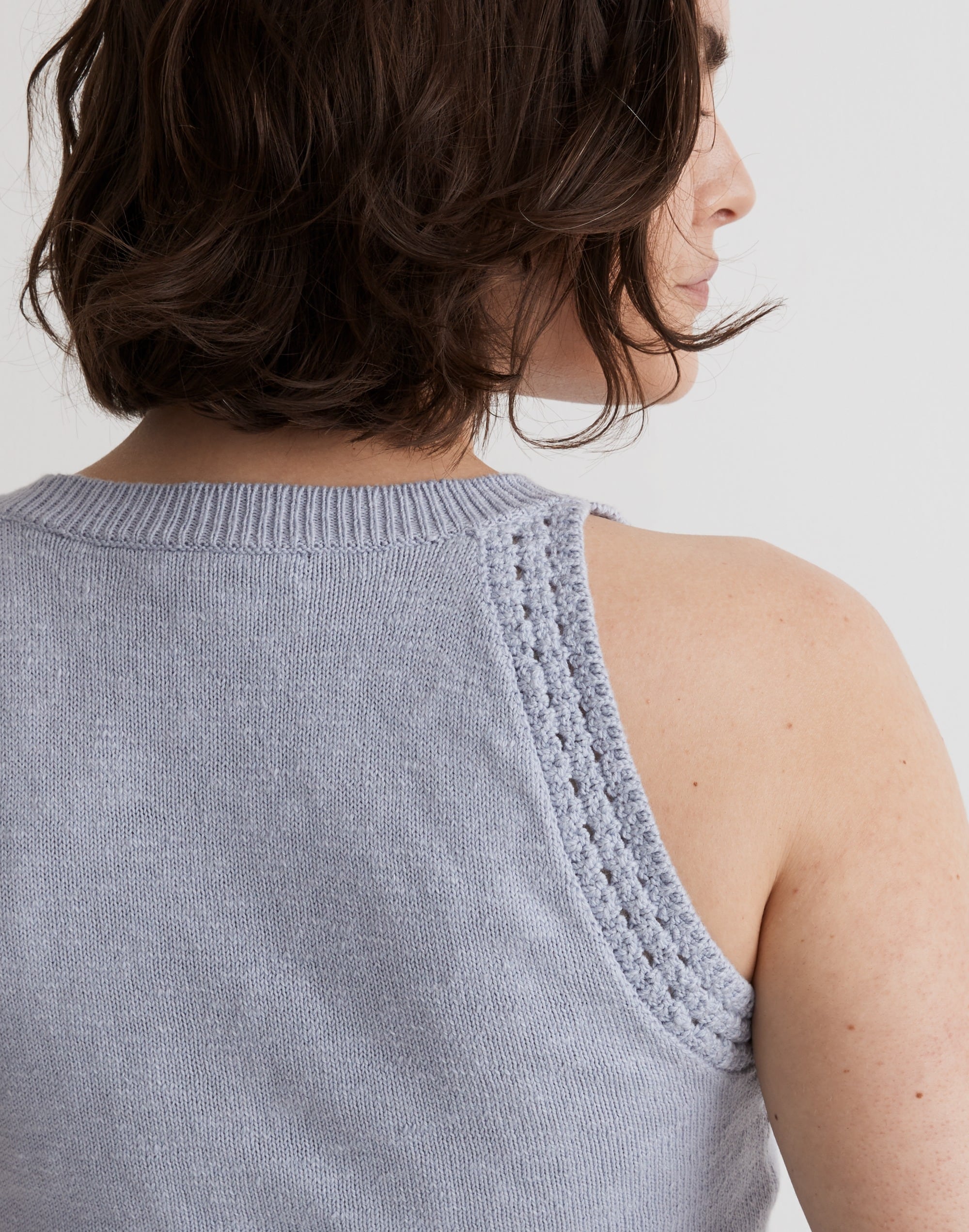 Crochet-Trim Crop Sweater Tank