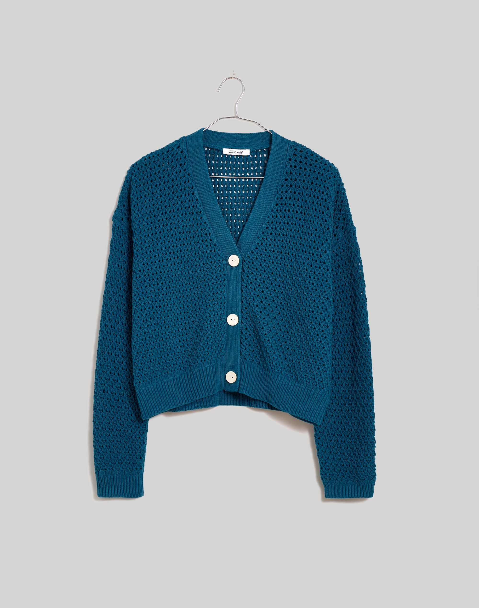 Open-Stitch Crop Cardigan Sweater