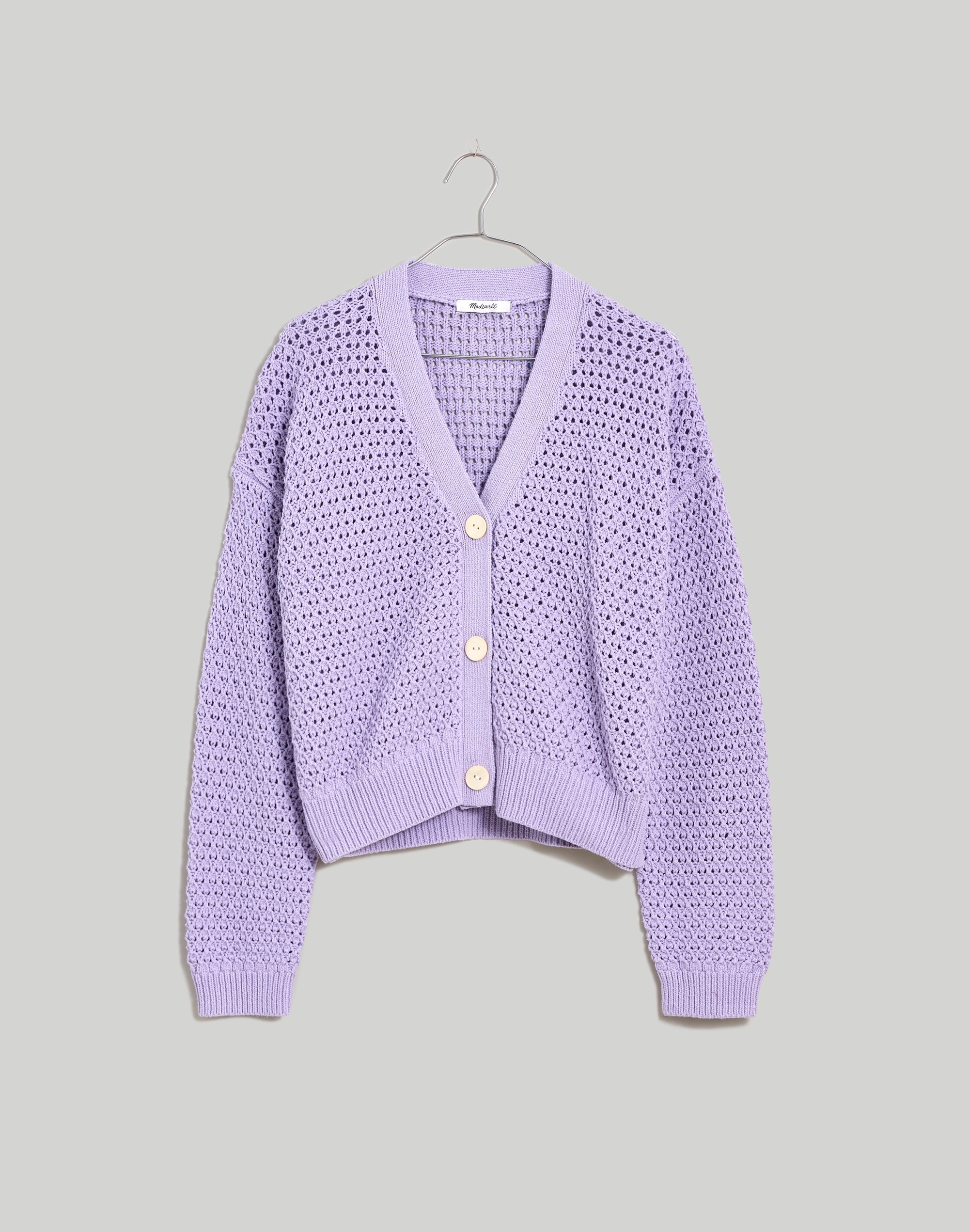 Open-Stitch Crop Cardigan Sweater