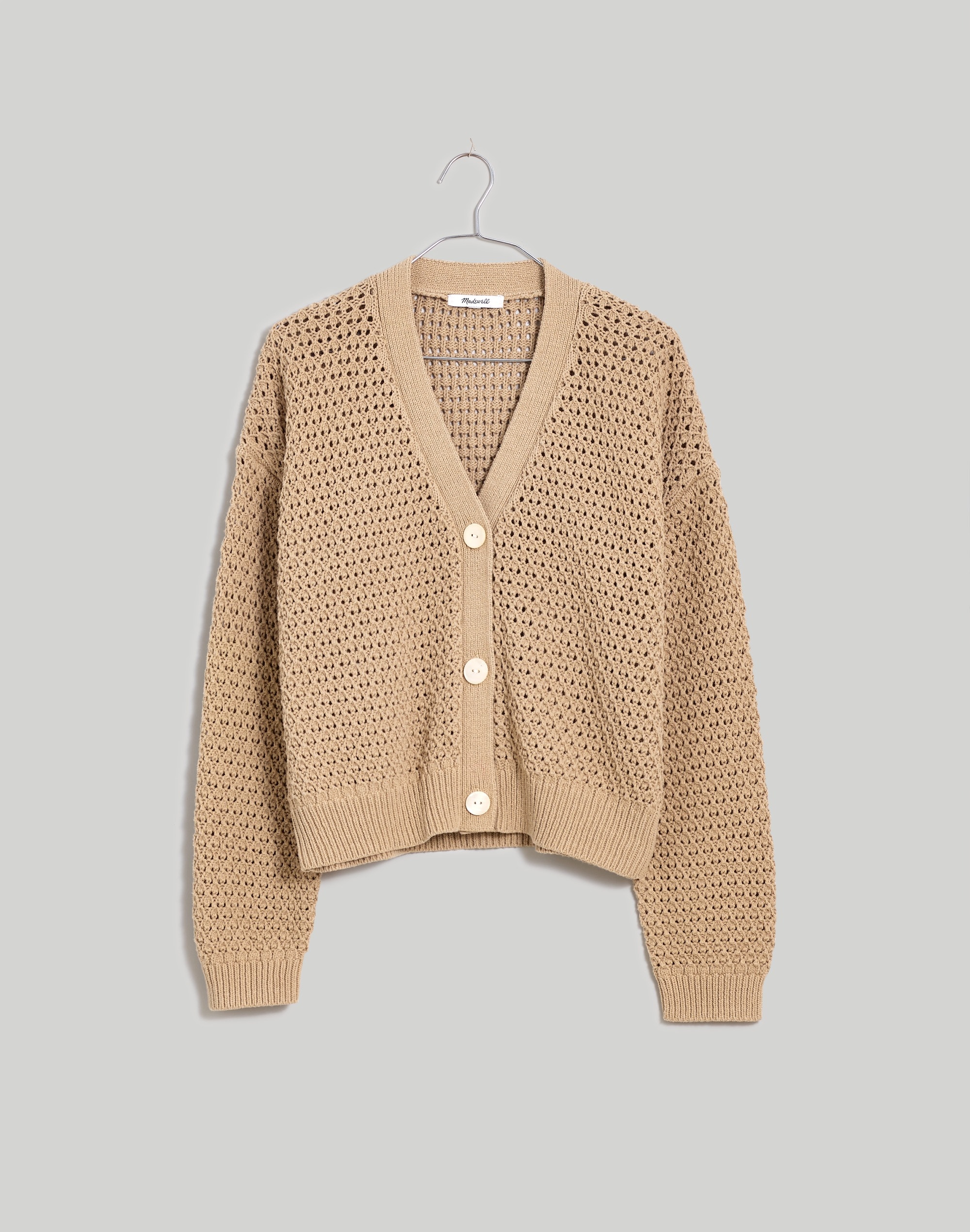 Open-Stitch Crop Cardigan Sweater