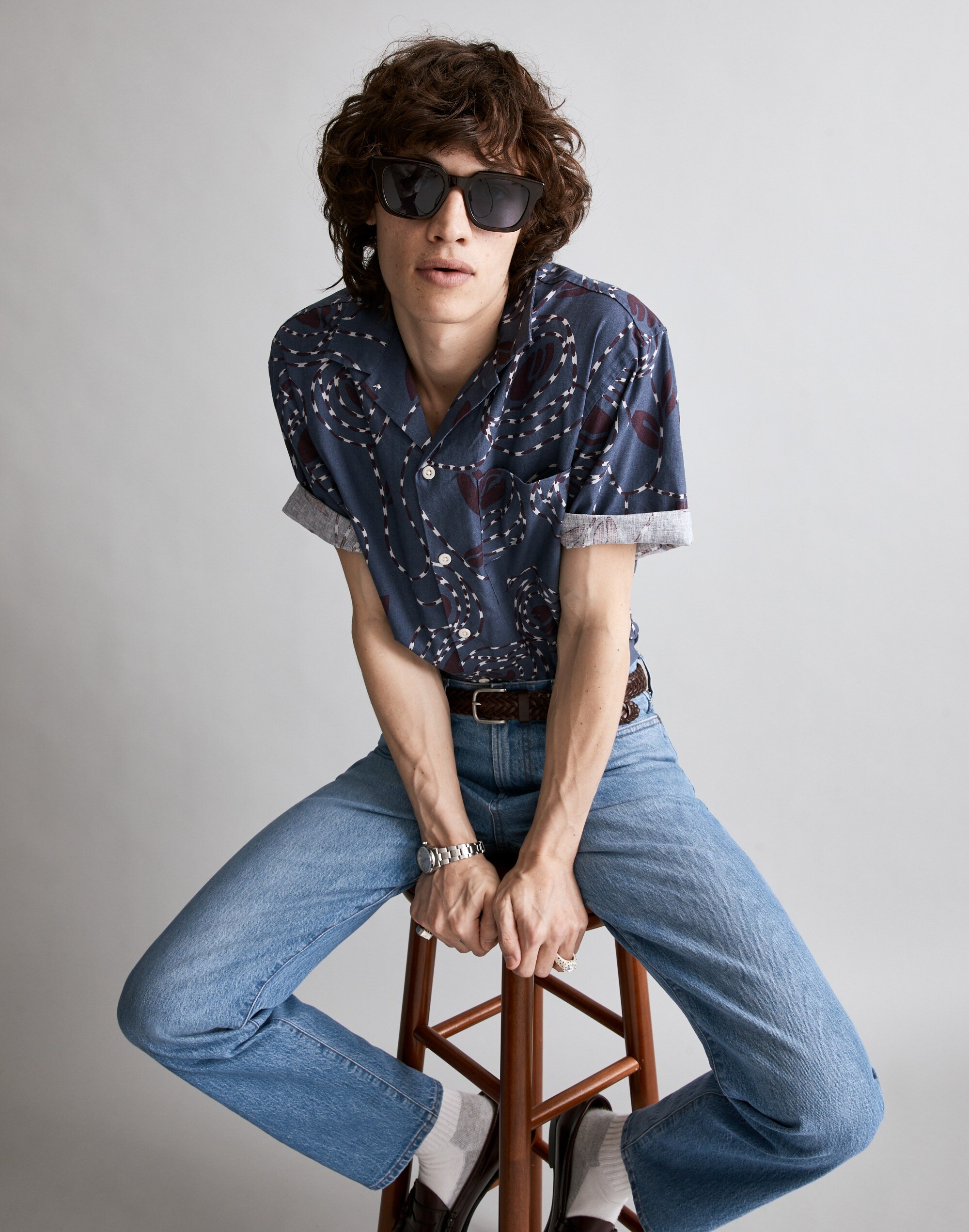 Hemp-Cotton Blend Boxy Short-Sleeve Shirt