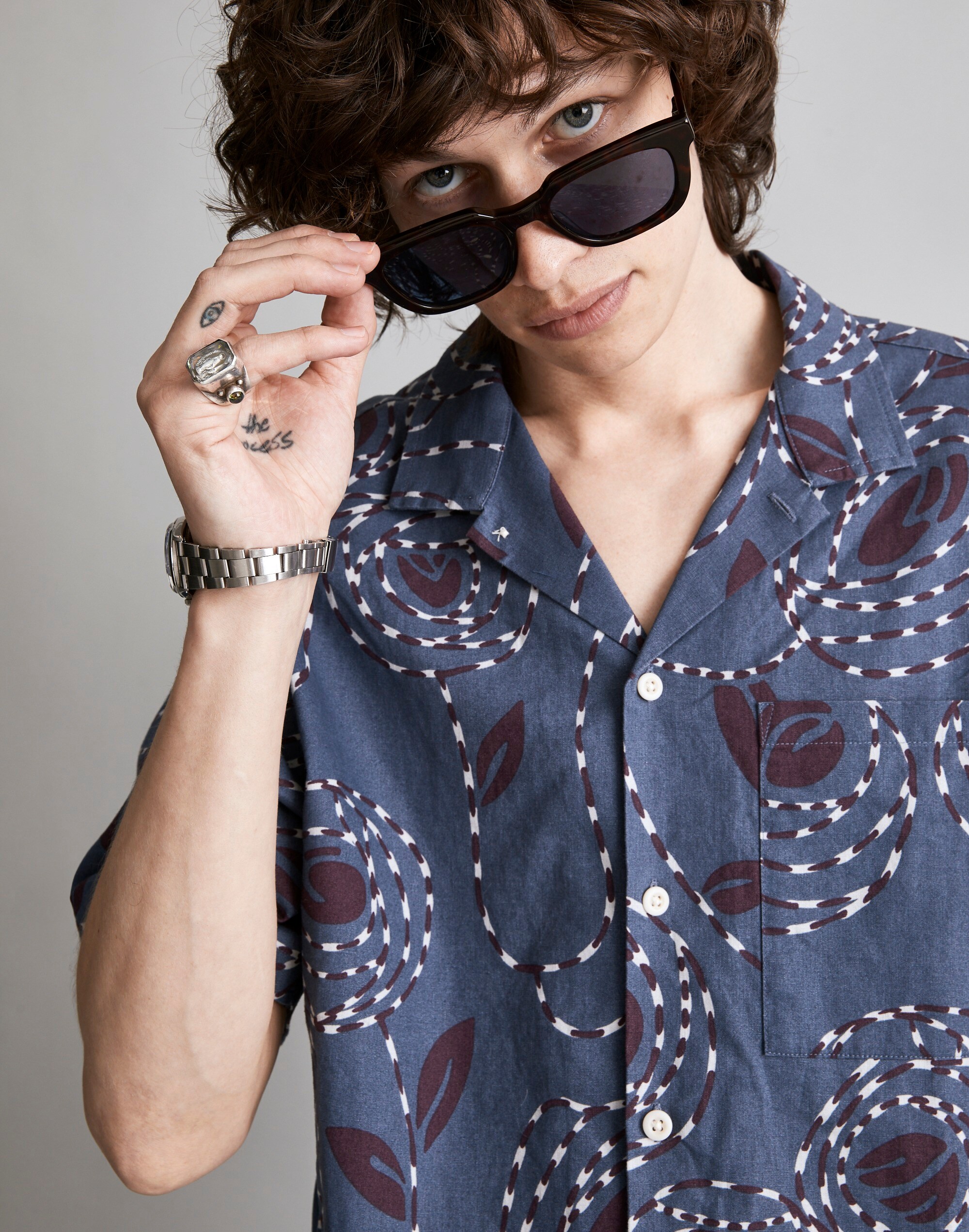 Hemp-Cotton Blend Boxy Short-Sleeve Shirt