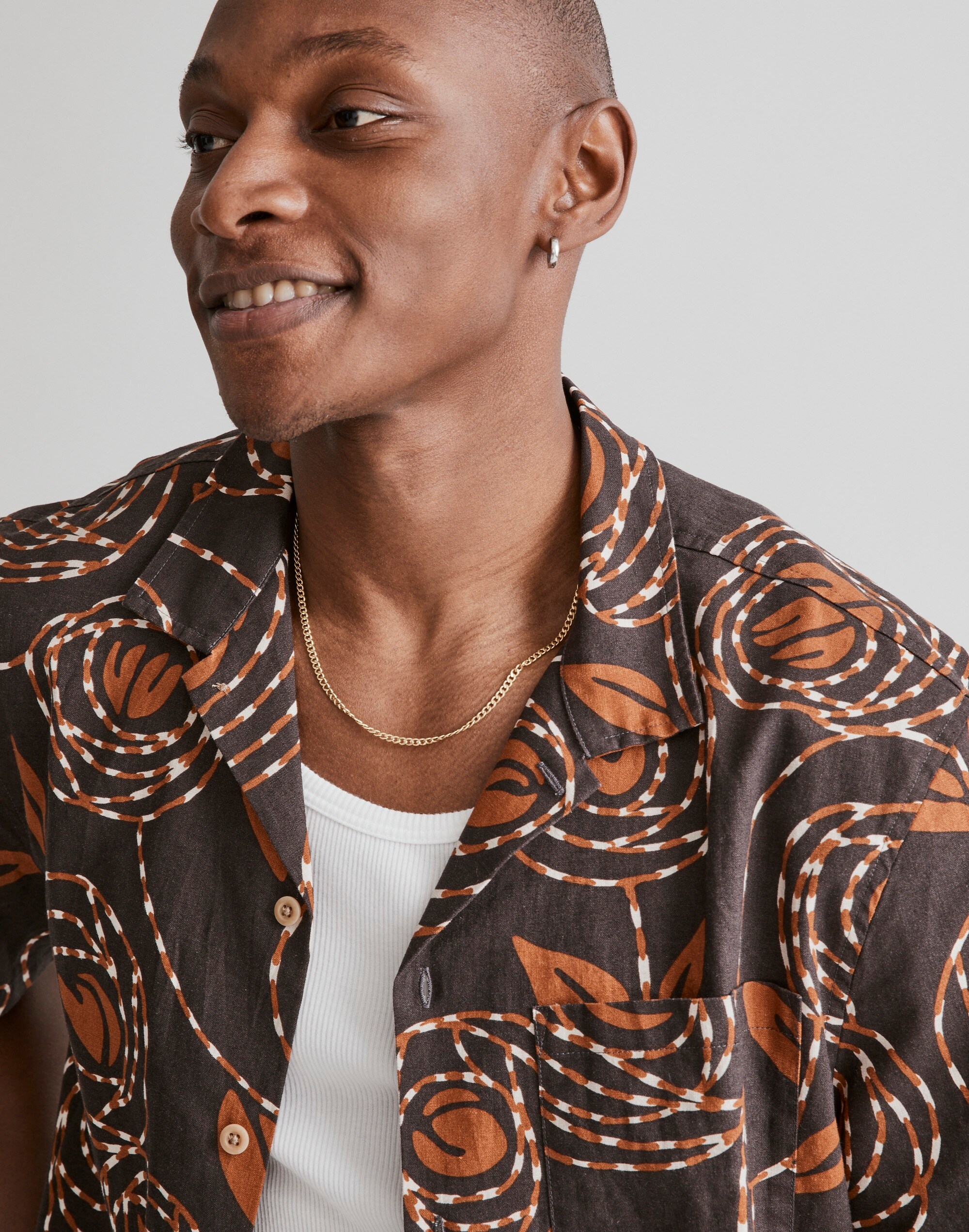 Hemp-Cotton Blend Boxy Short-Sleeve Shirt