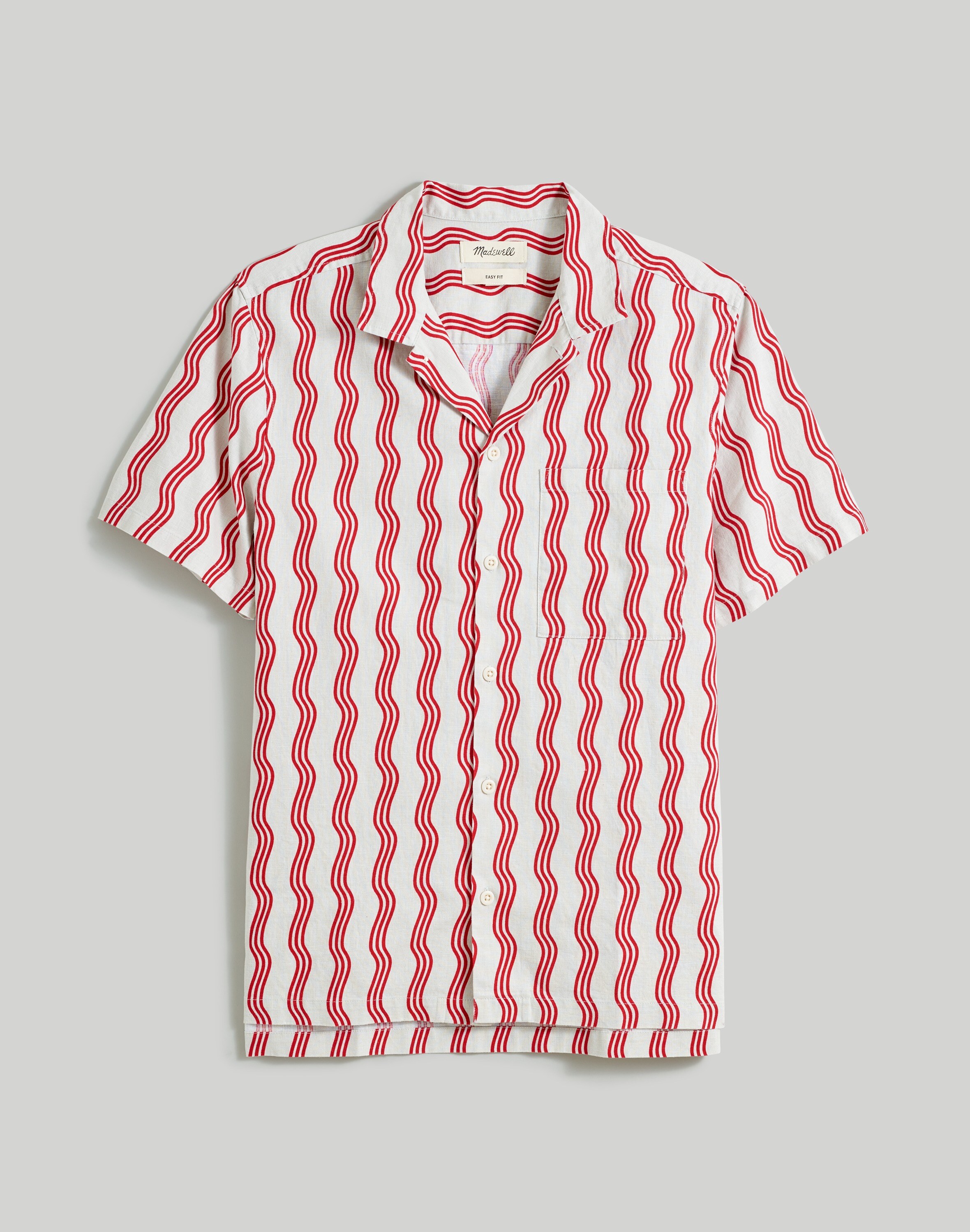 Hemp-Cotton Blend Easy Short-Sleeve Shirt in Wave