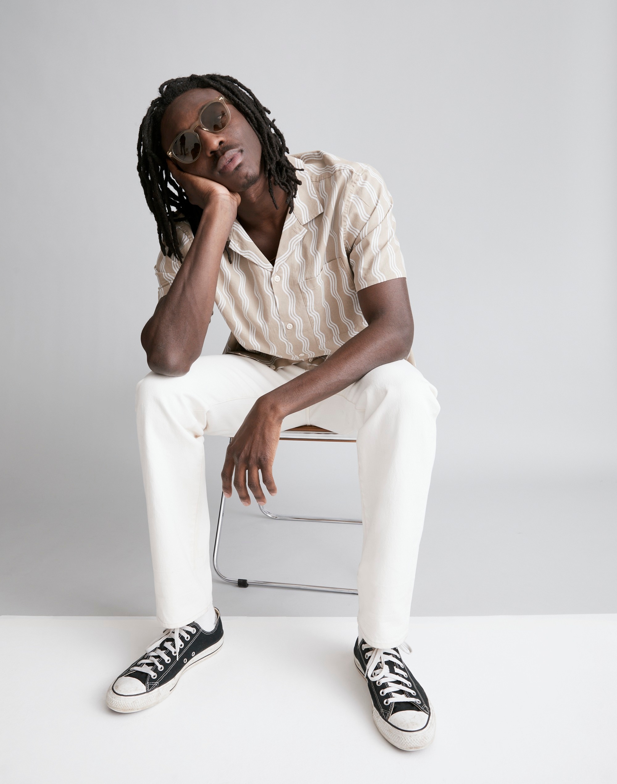 Hemp-Cotton Blend Easy Short-Sleeve Shirt in Wave