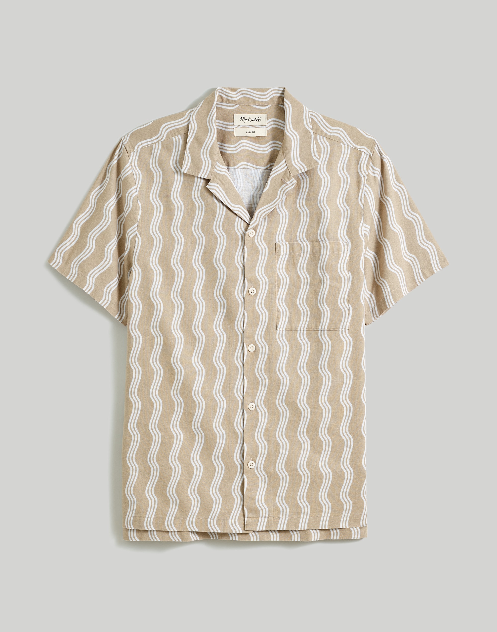 Hemp-Cotton Blend Easy Short-Sleeve Shirt in Wave