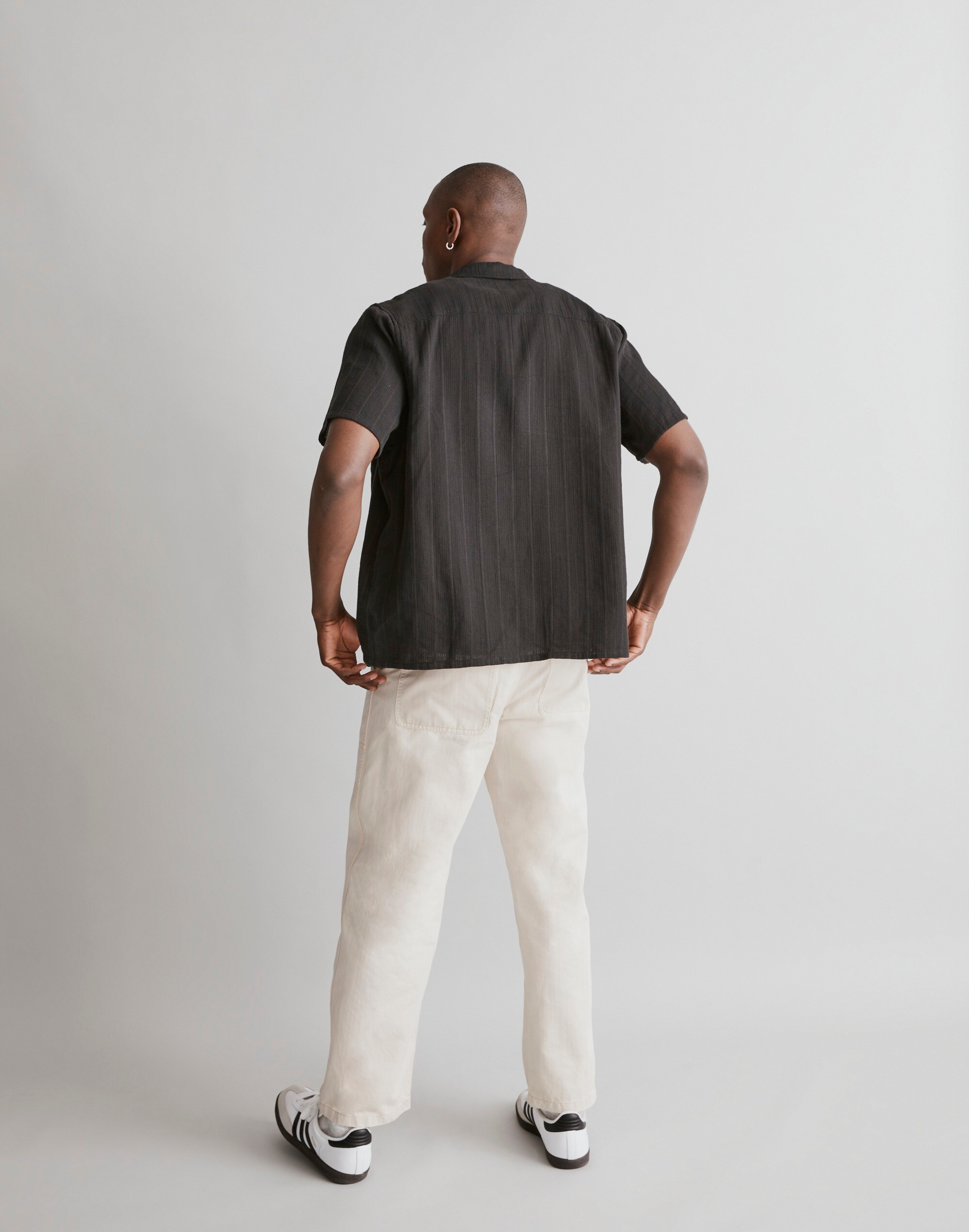 Easy Short-Sleeve Shirt in Textural Stripe