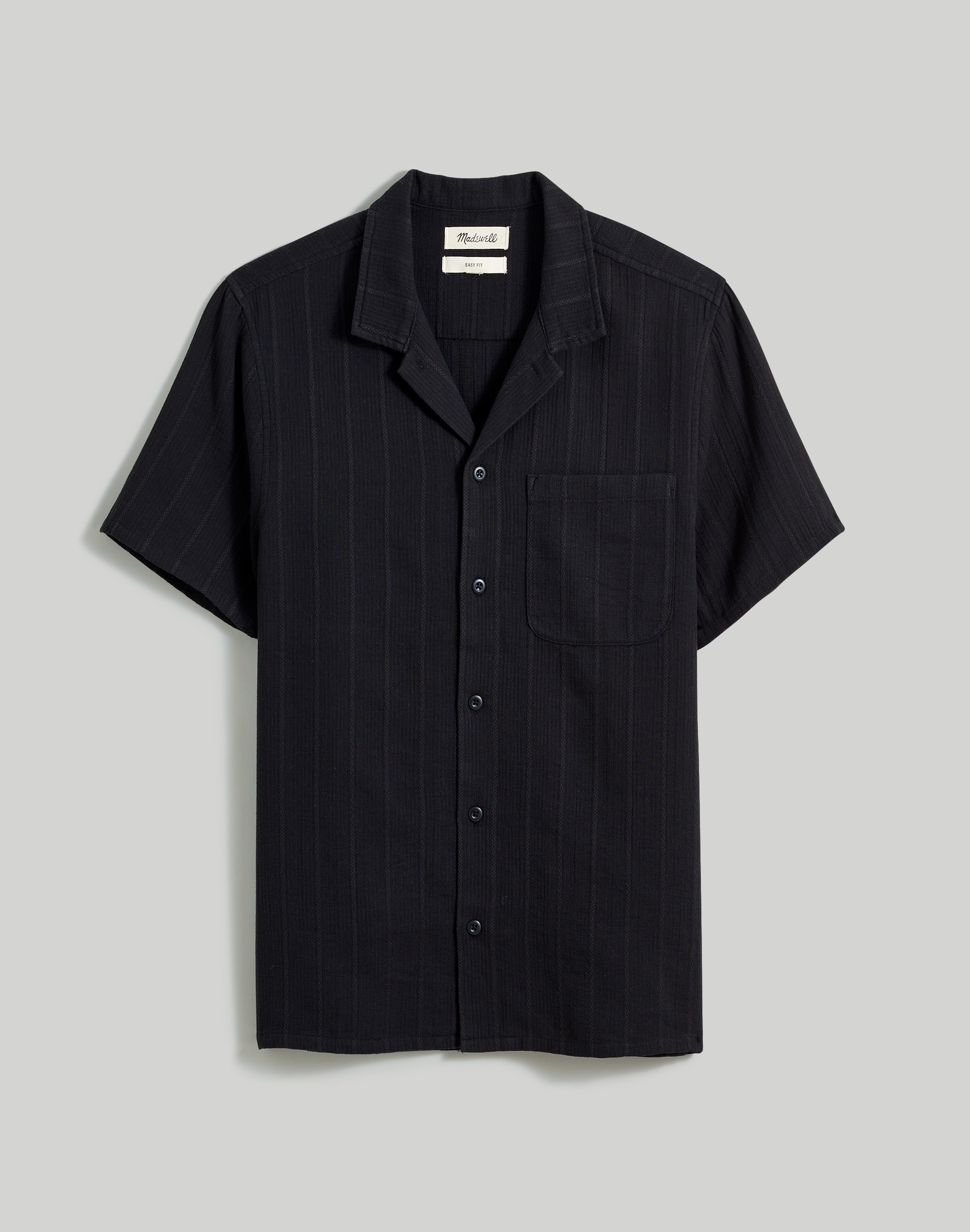 Easy Short-Sleeve Shirt in Textural Stripe