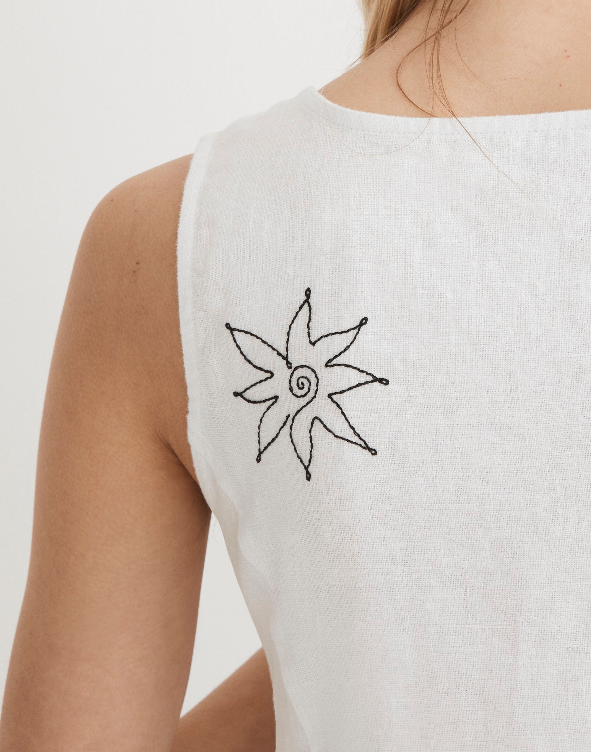 Button-Front Midi Dress in 100% Linen