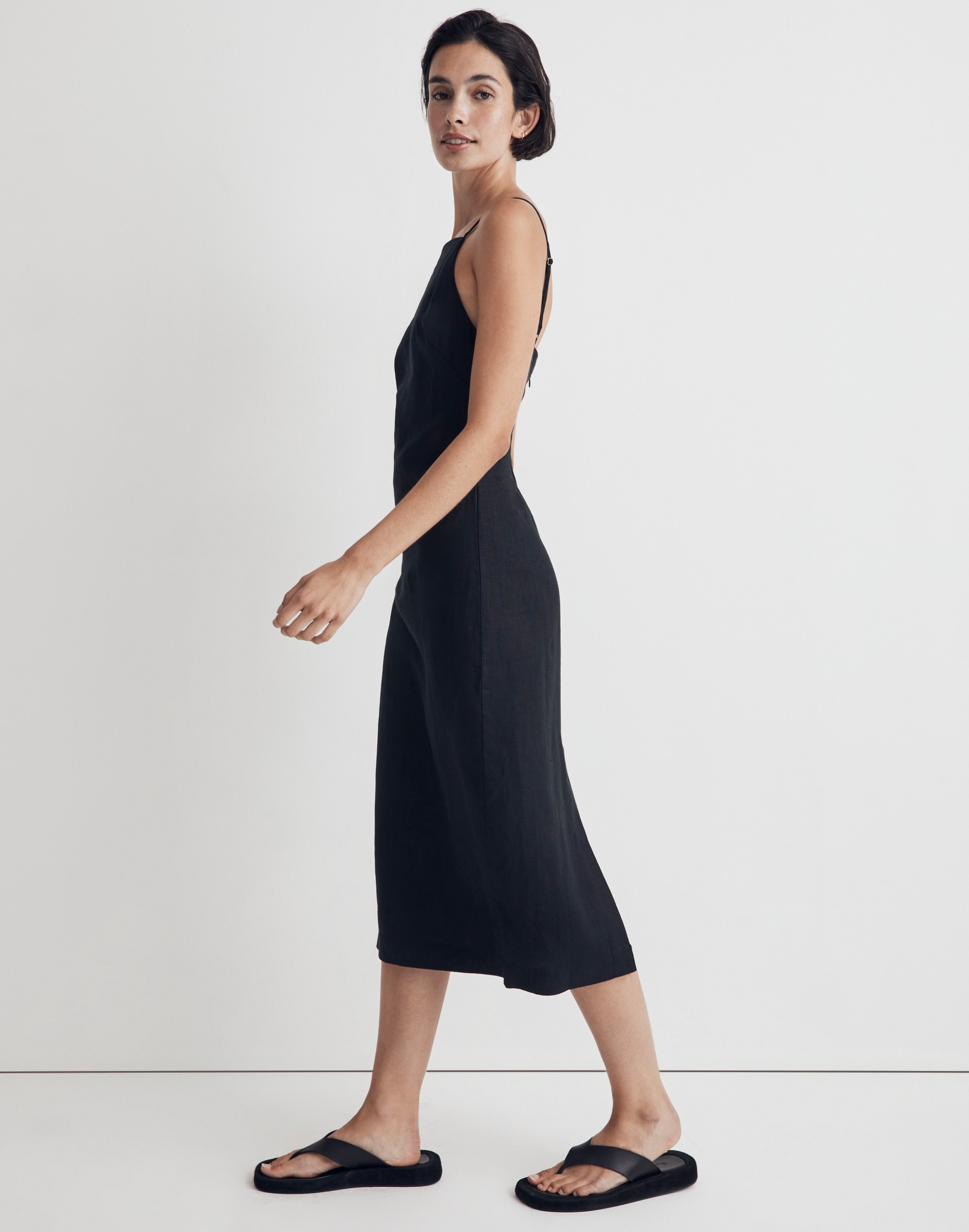 Petite Goldie Midi Slip Dress in 100% Linen