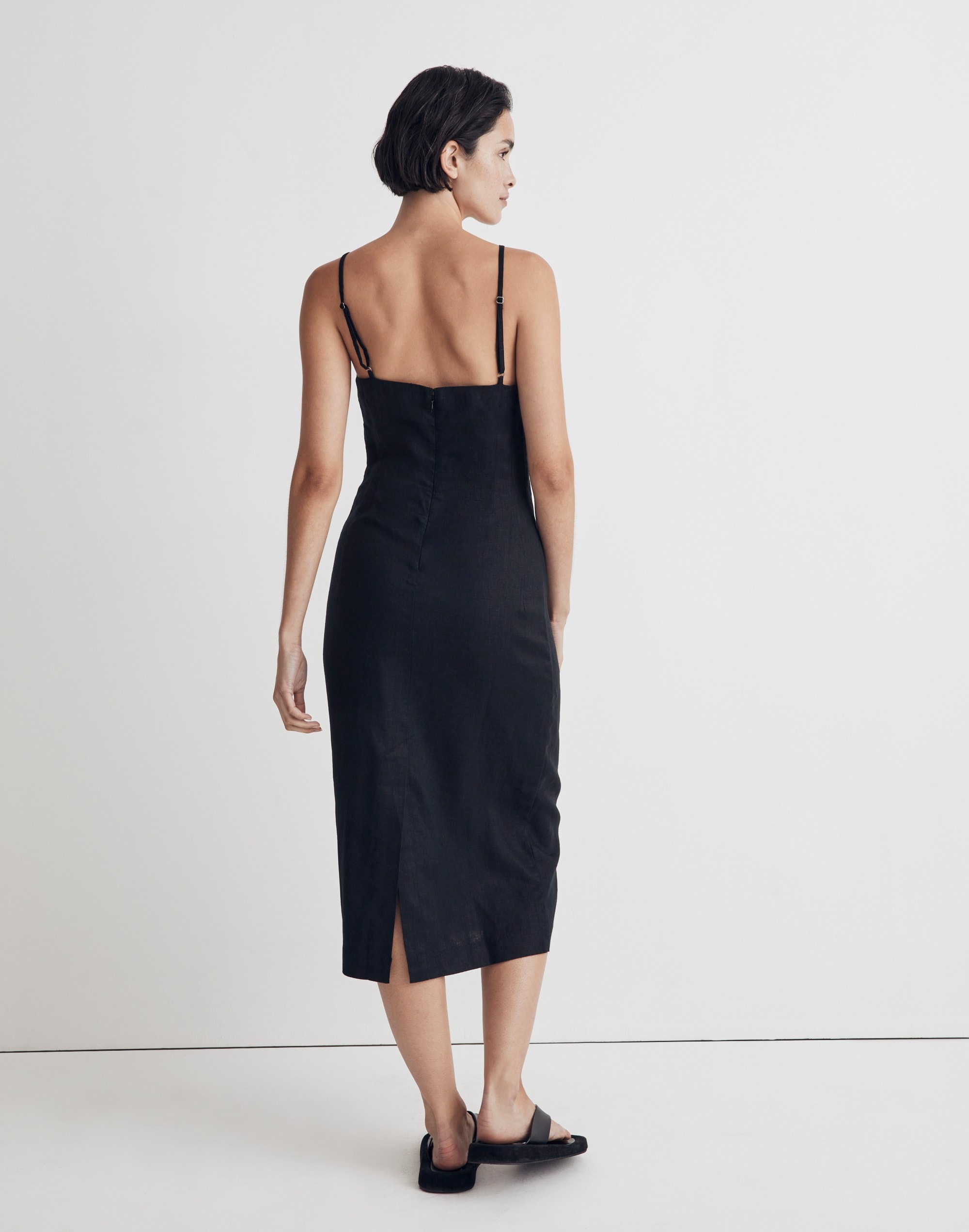 Petite Goldie Midi Slip Dress in 100% Linen