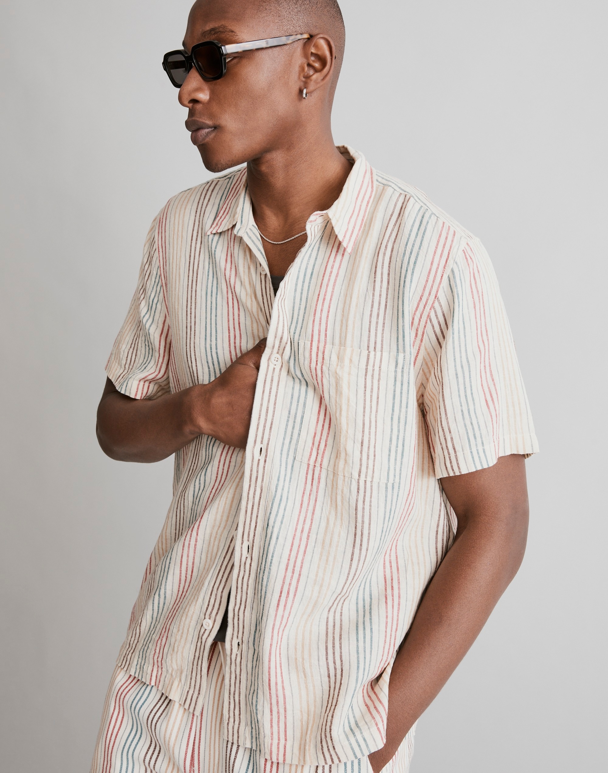 Easy Short-Sleeve Shirt in Multi Stripe | Madewell