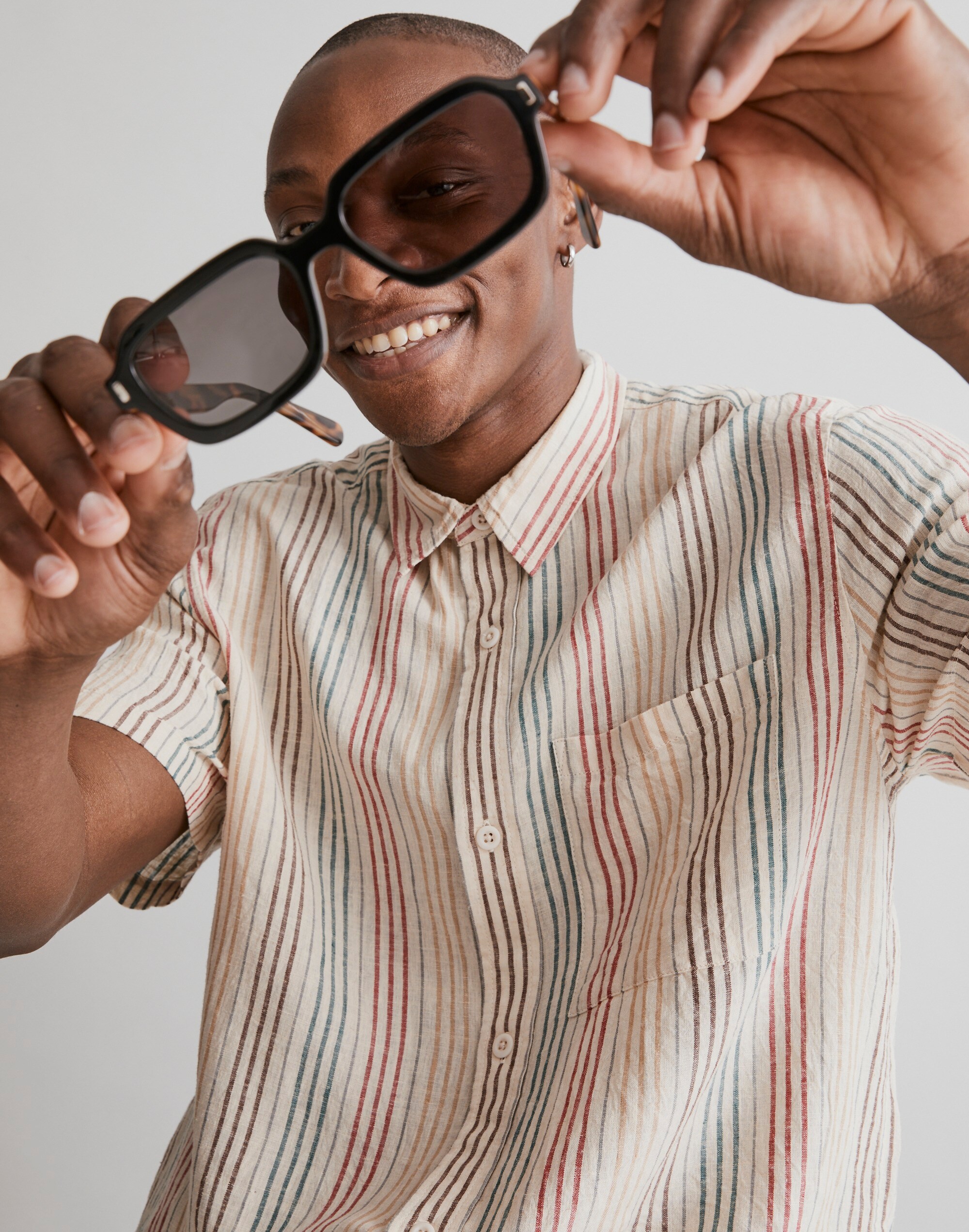 Easy Short-Sleeve Shirt in Multi Stripe | Madewell