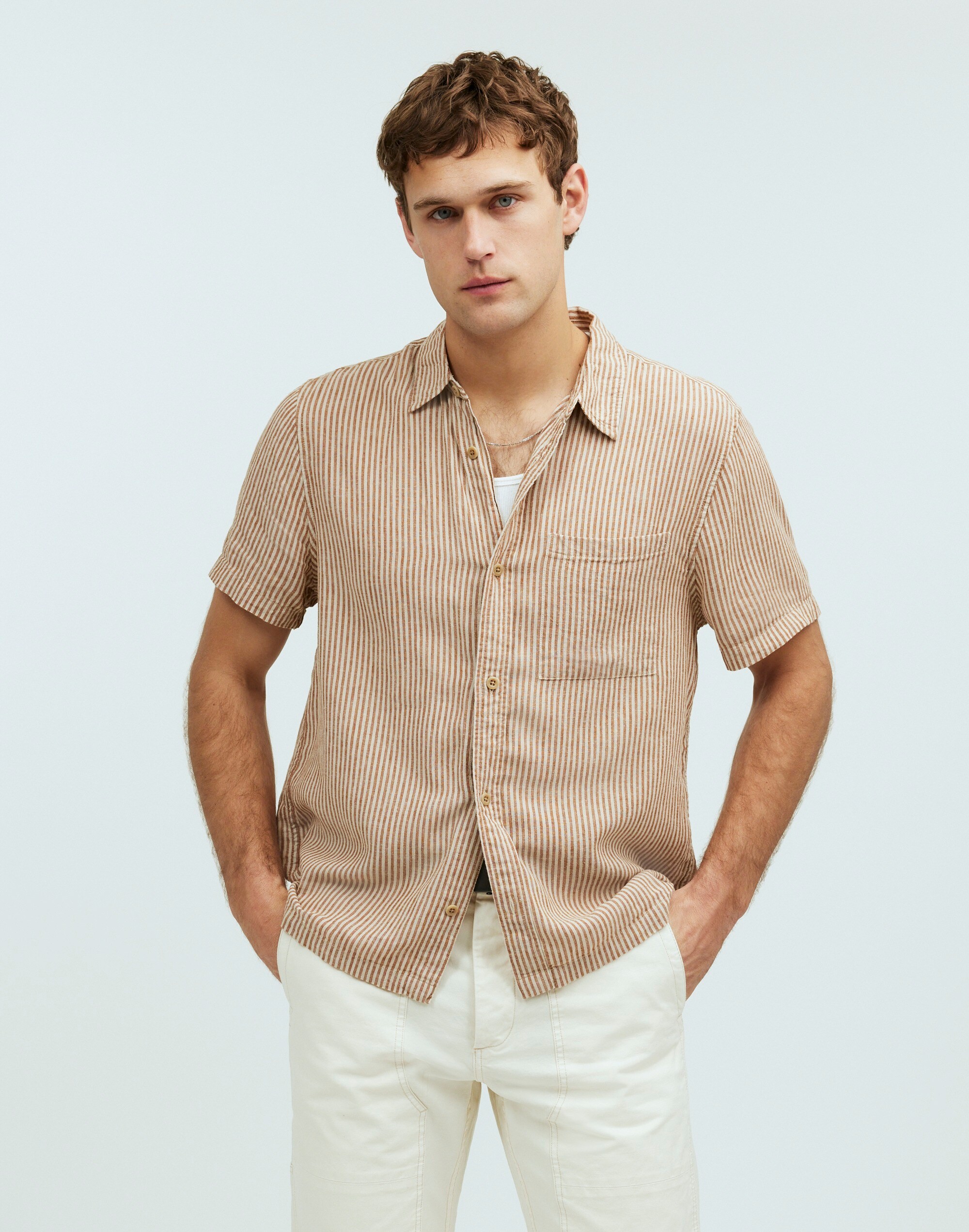 Easy Short-Sleeve Shirt in Multi Stripe