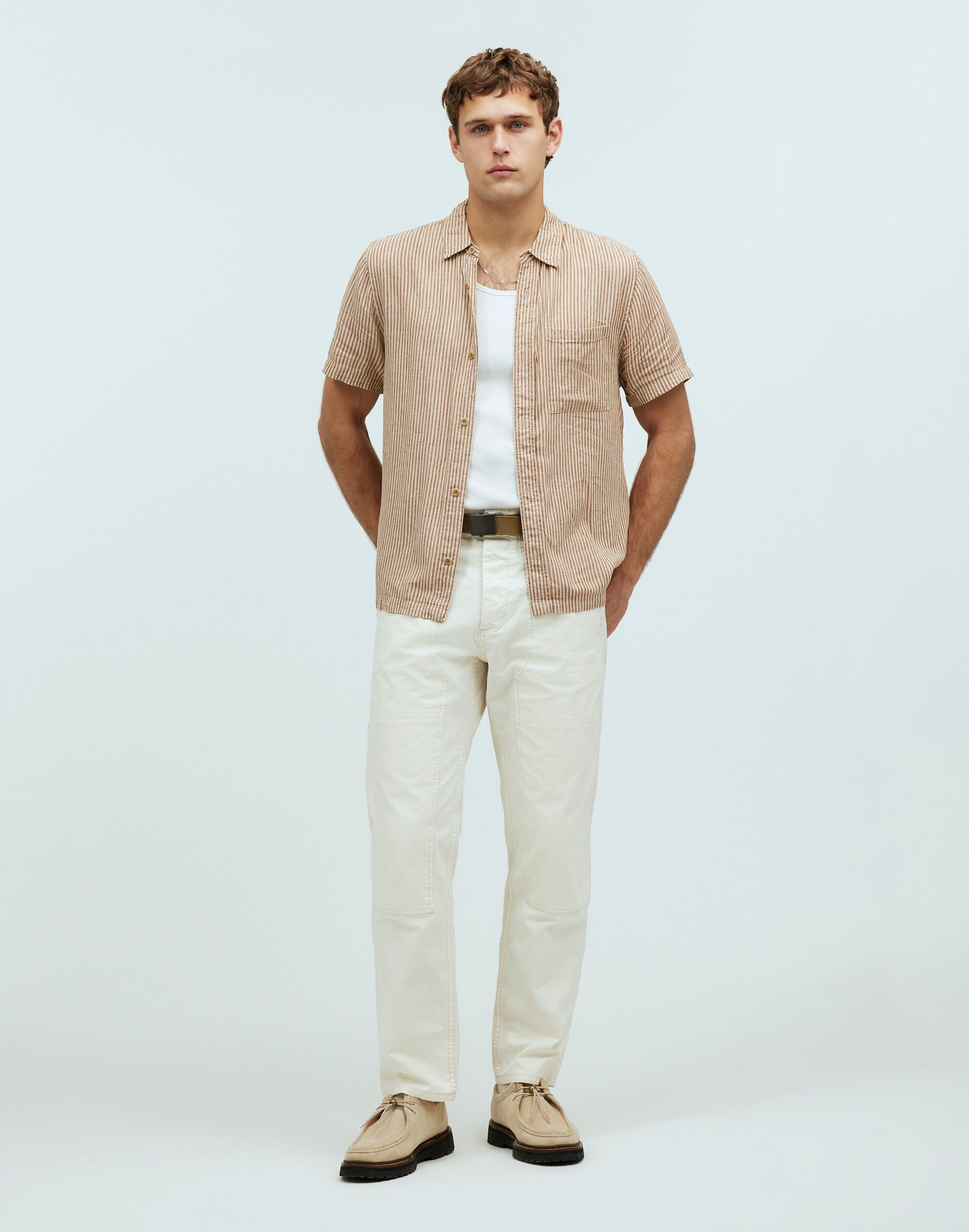 Easy Short-Sleeve Shirt in Multi Stripe