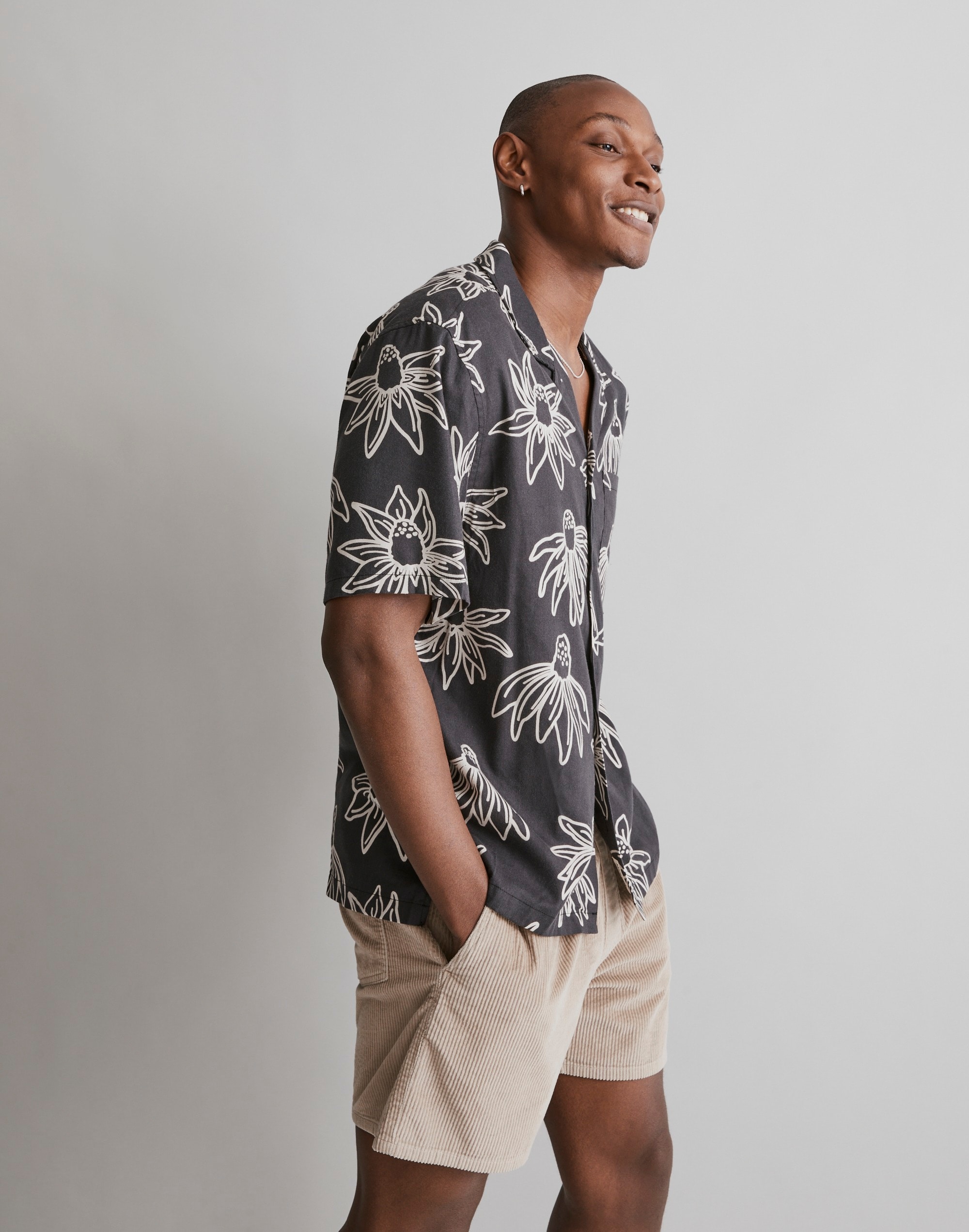 Boxy Short-Sleeve Shirt in Floral Print