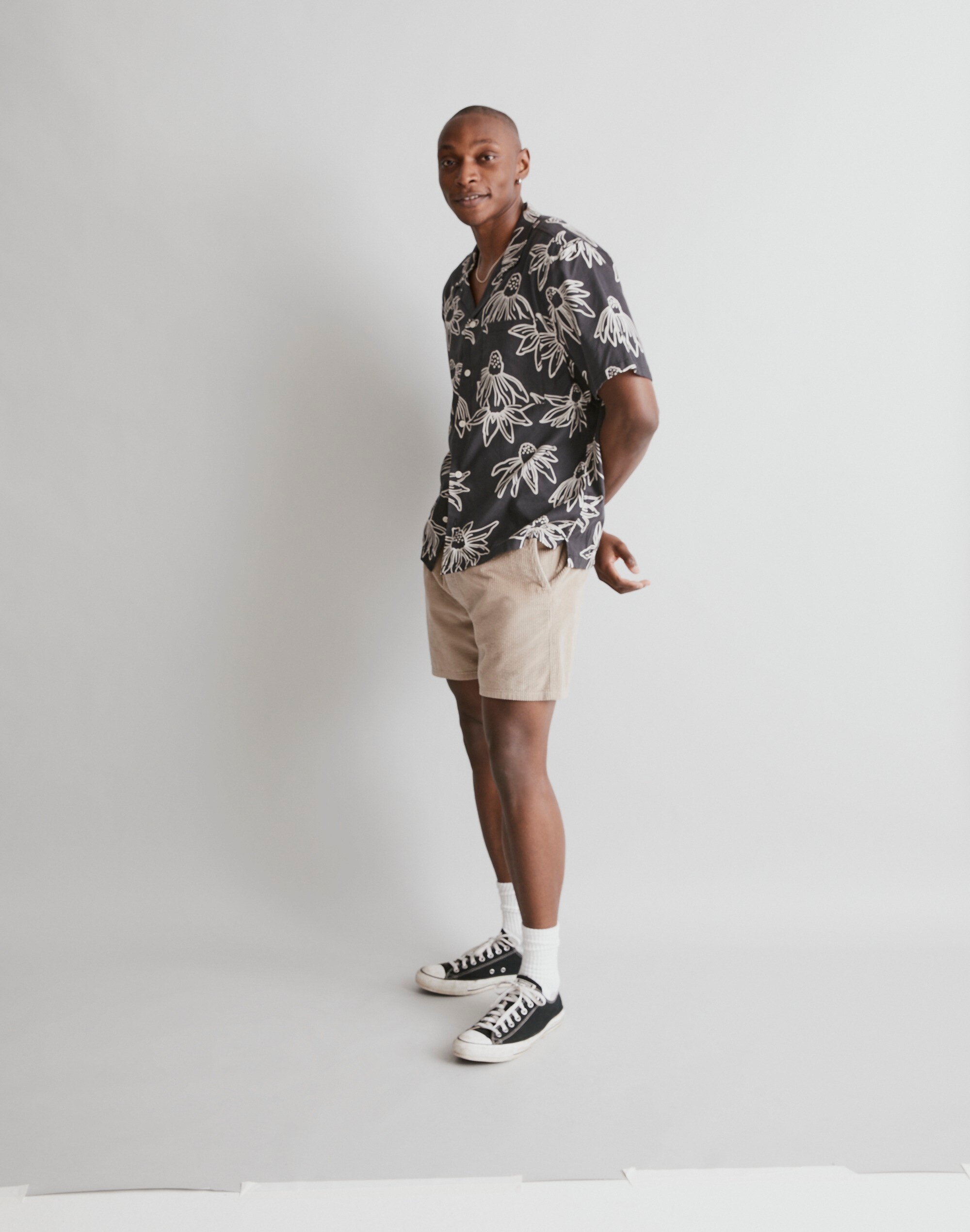 Boxy Short-Sleeve Shirt in Floral Print