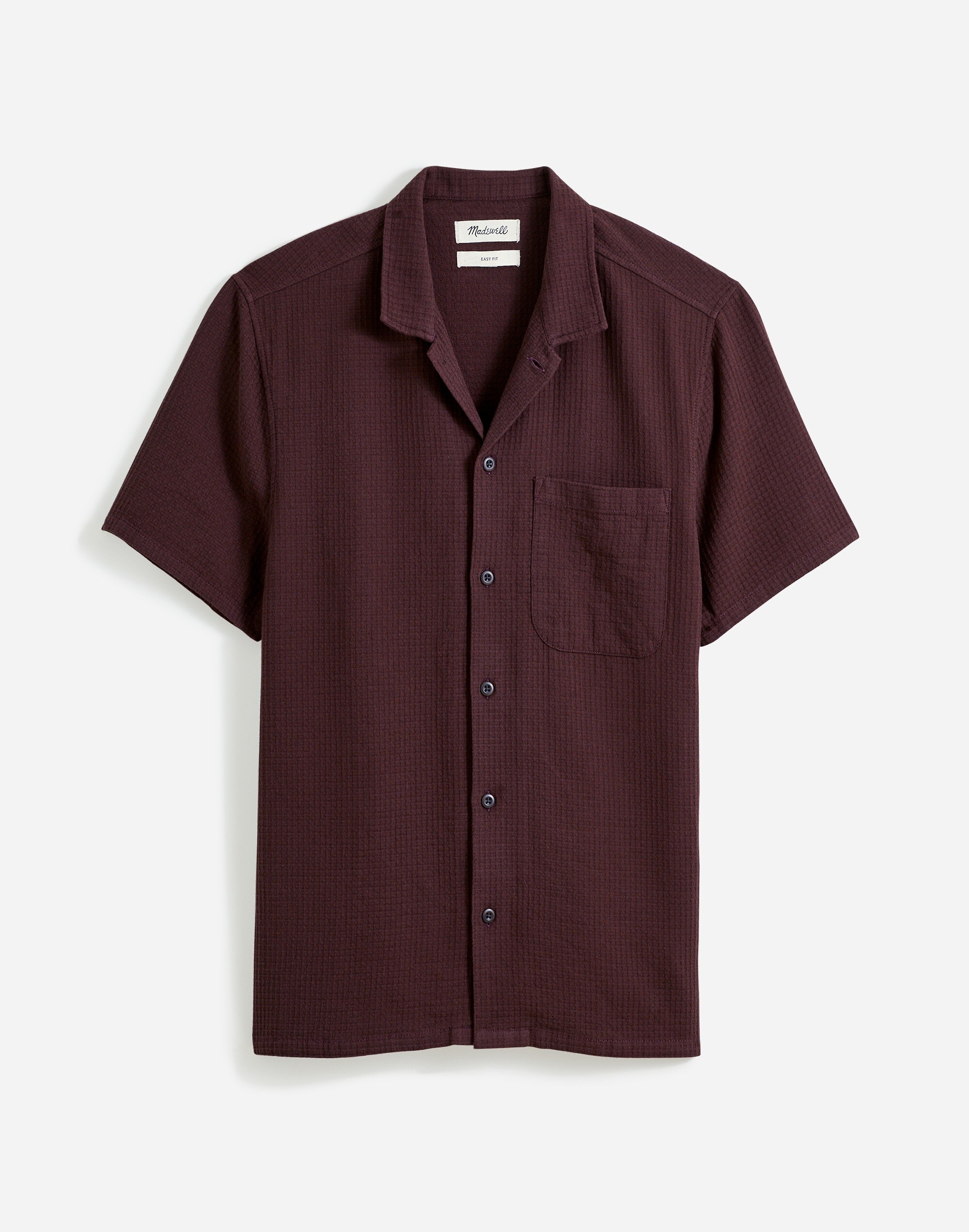 Easy Short-Sleeve Shirt in Woven Checkerboard in dark coffee image 6