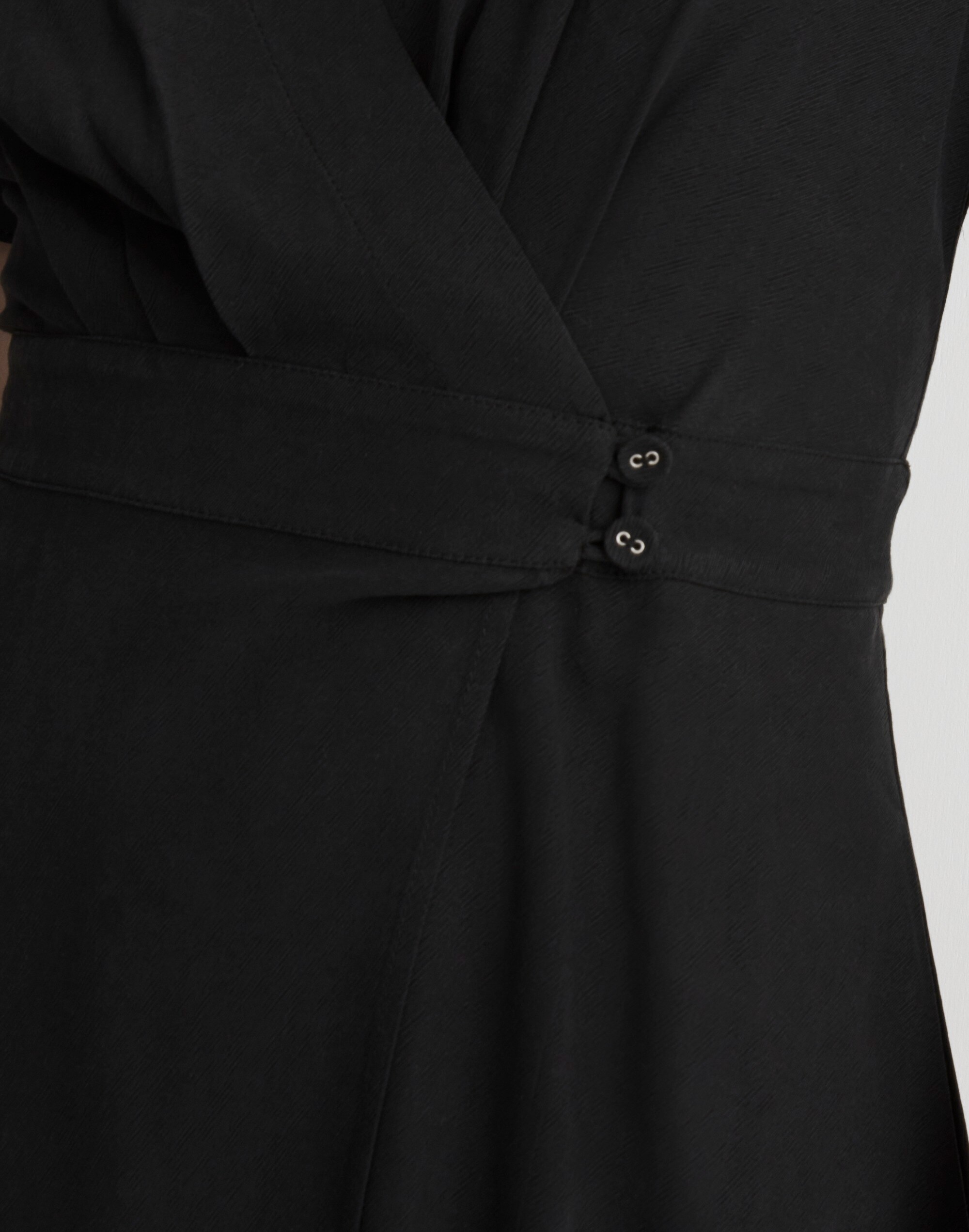 Pleated-Waist True-Wrap Mini Dress