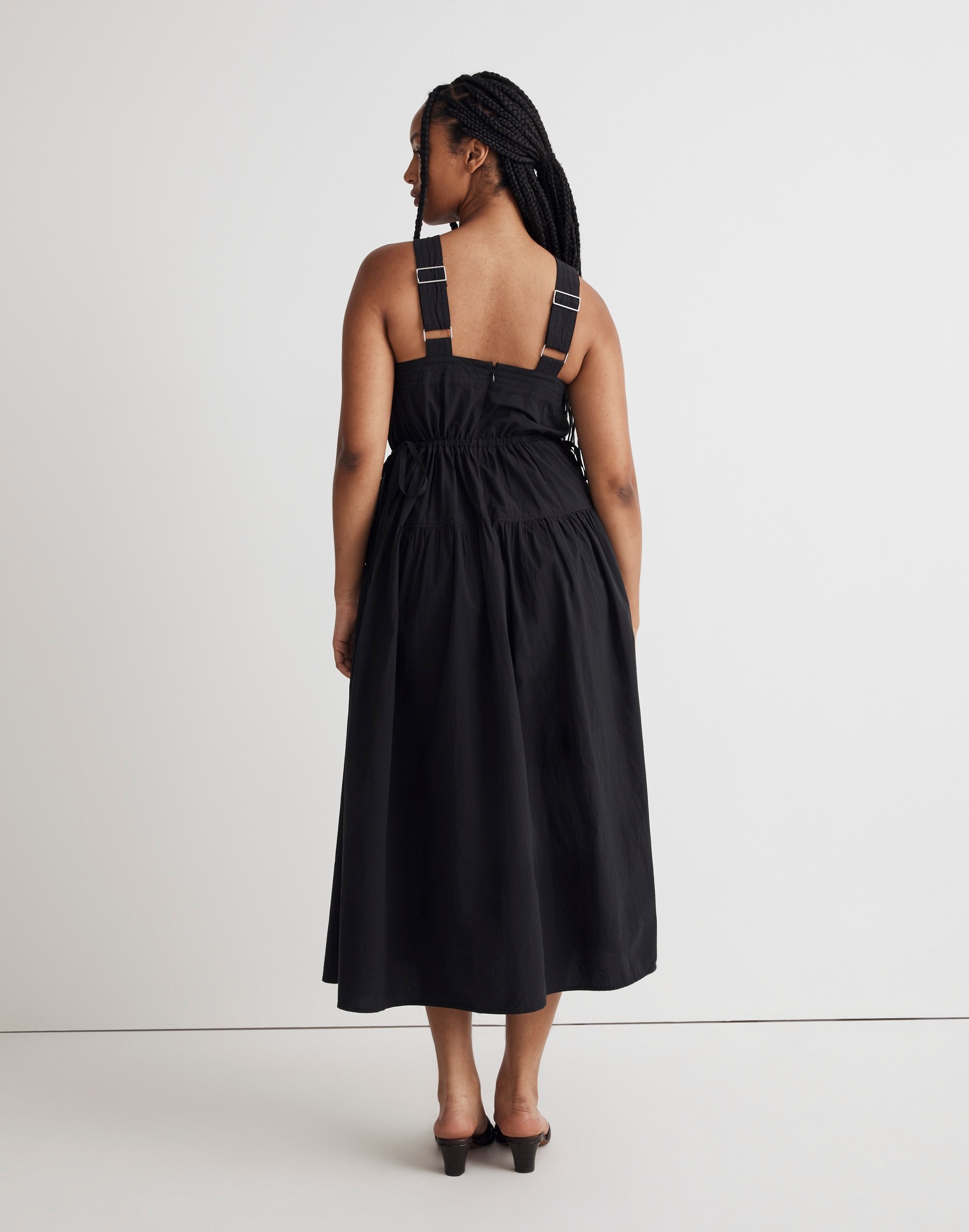 Poplin Halter Tiered Midi Dress
