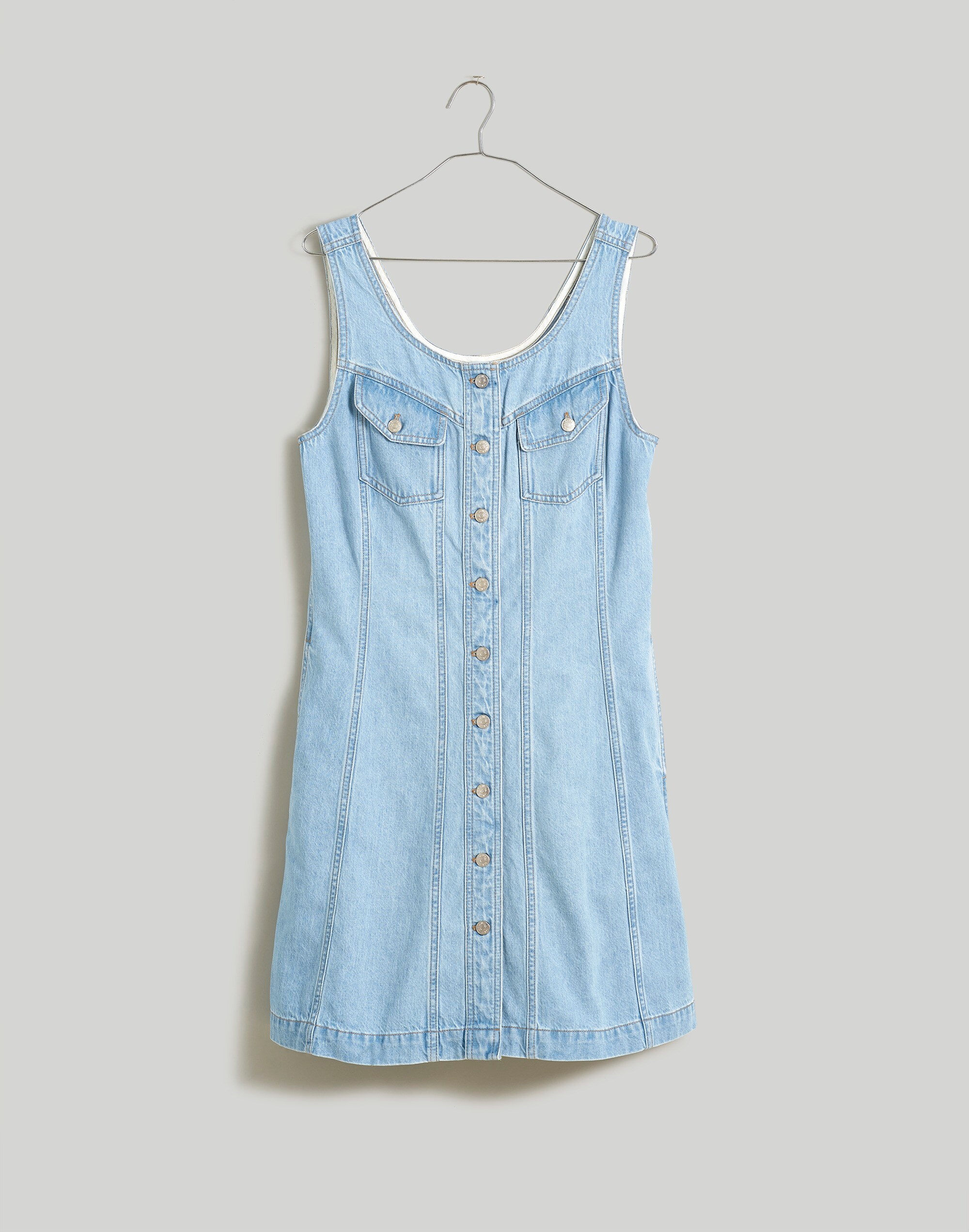 Denim Sleeveless Seamed Mini Dress