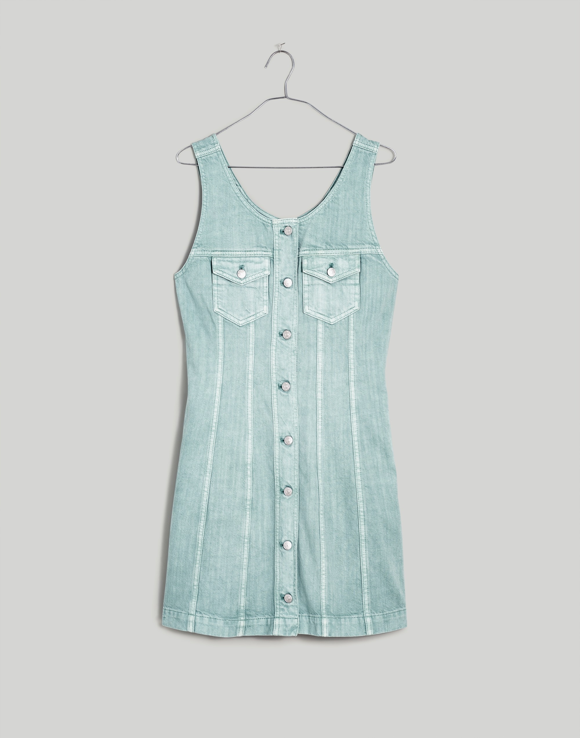 Denim Sleeveless Seamed Mini Dress