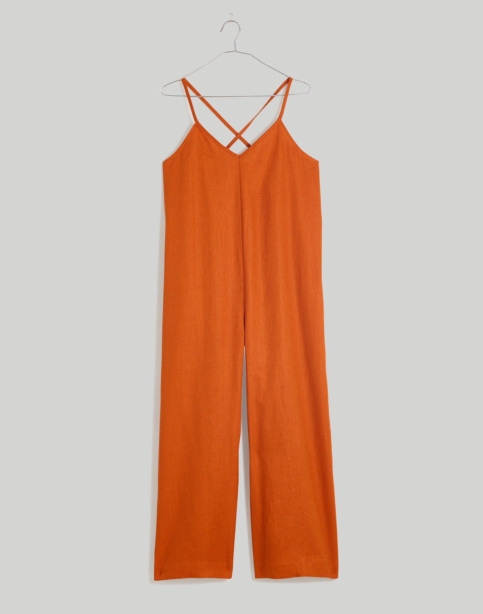 100% Linen Tie-Waist Wide-Leg Jumpsuit