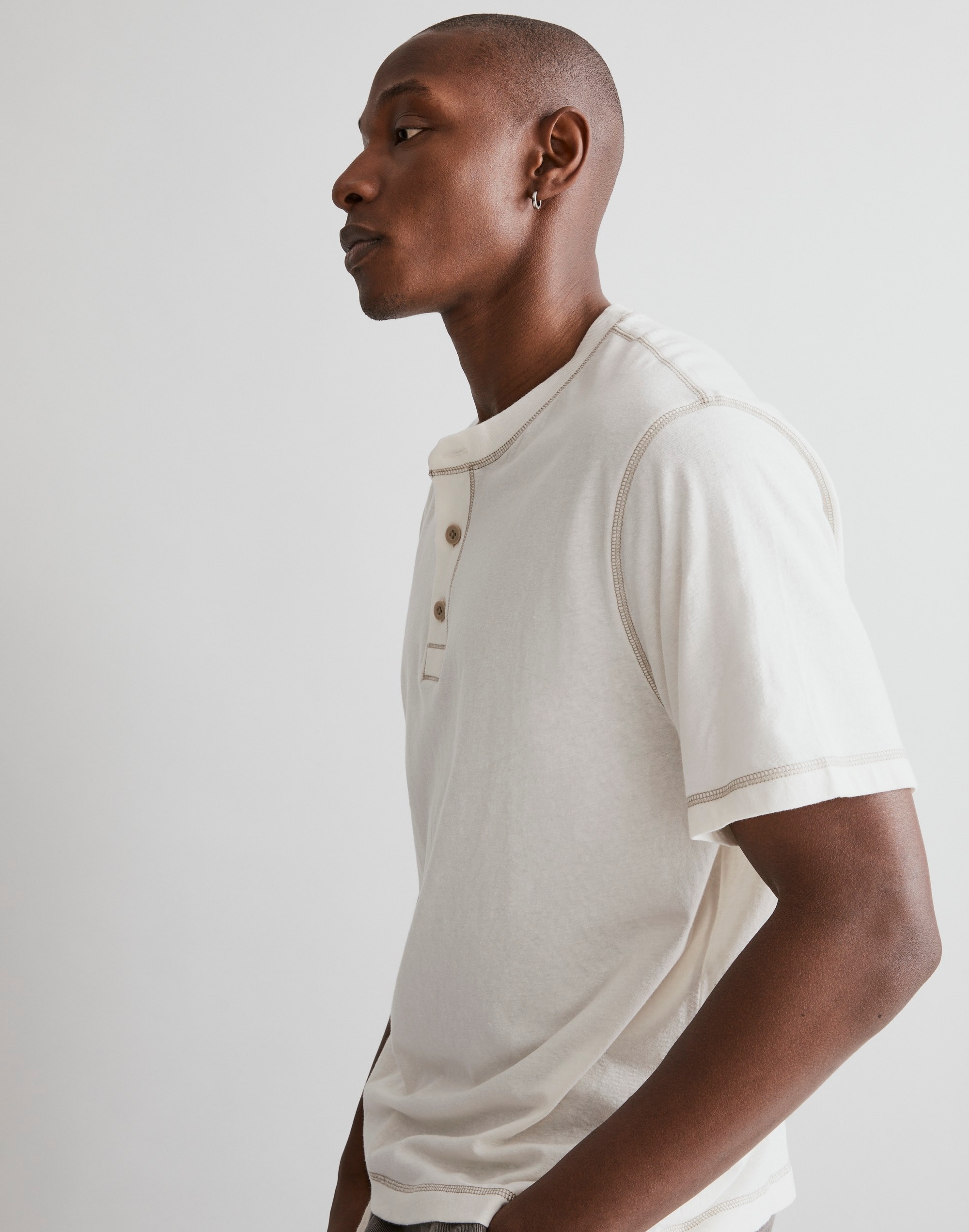 Recycled Cotton-Blend Henley Shirt