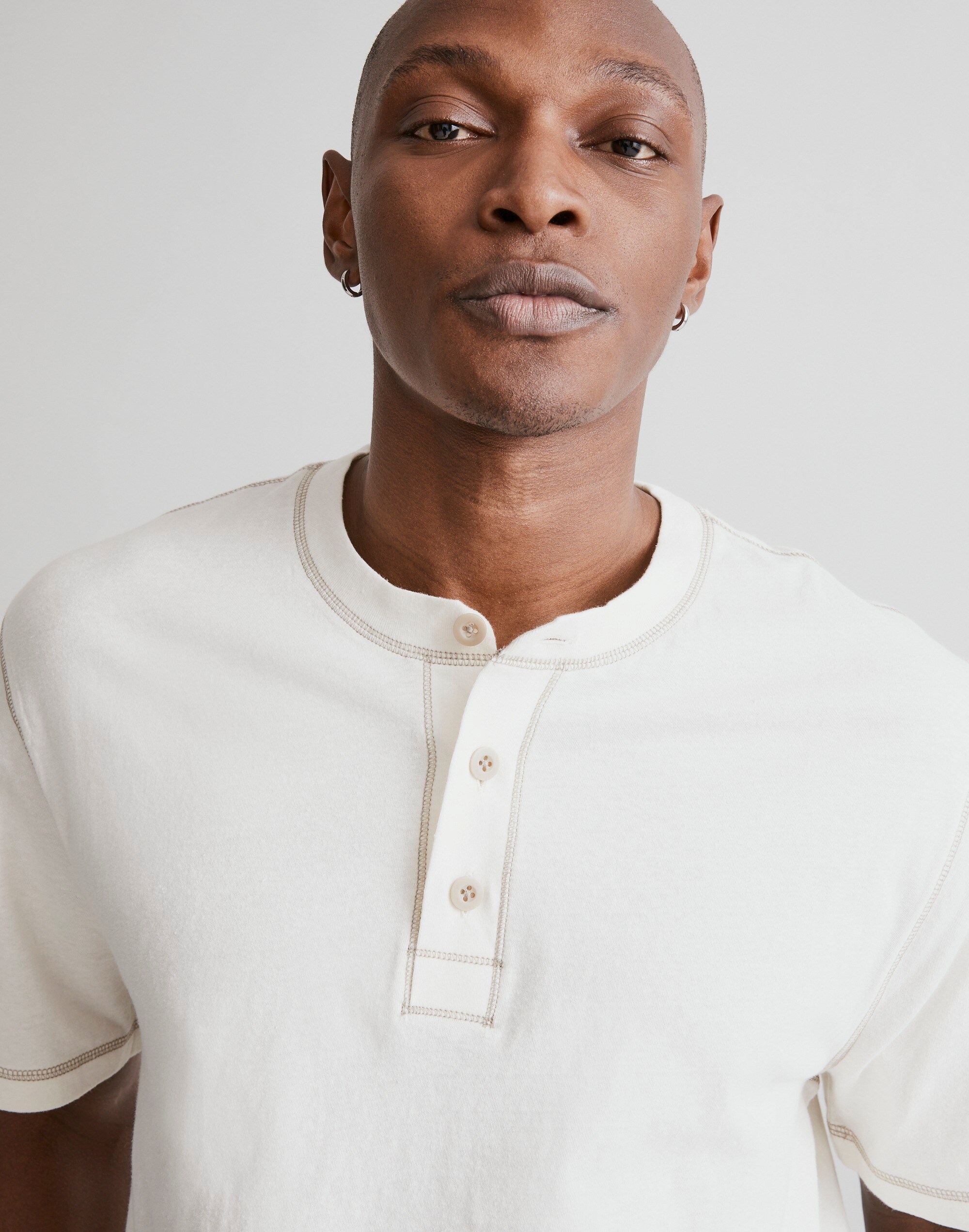 Recycled Cotton-Blend Henley Shirt