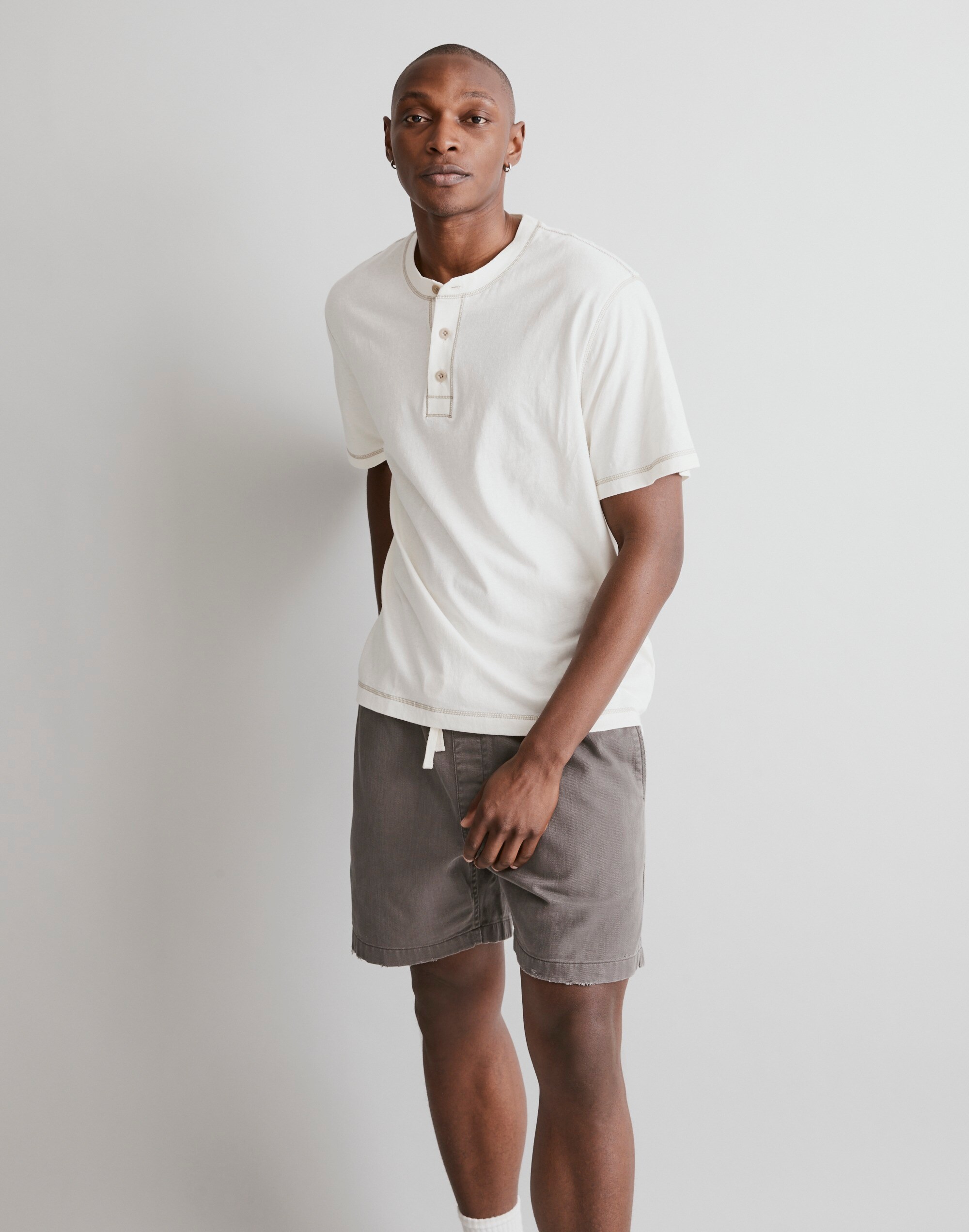 Recycled Cotton-Blend Henley Shirt