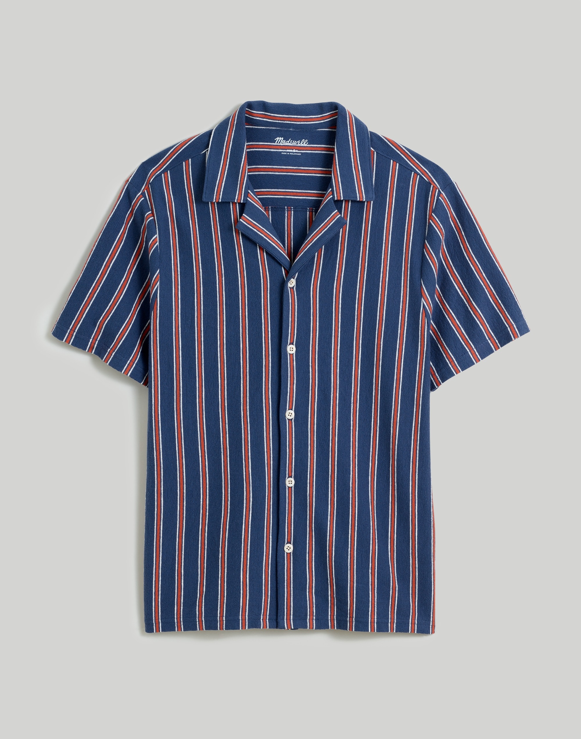 Easy Short-Sleeve Shirt in Textured Stripe